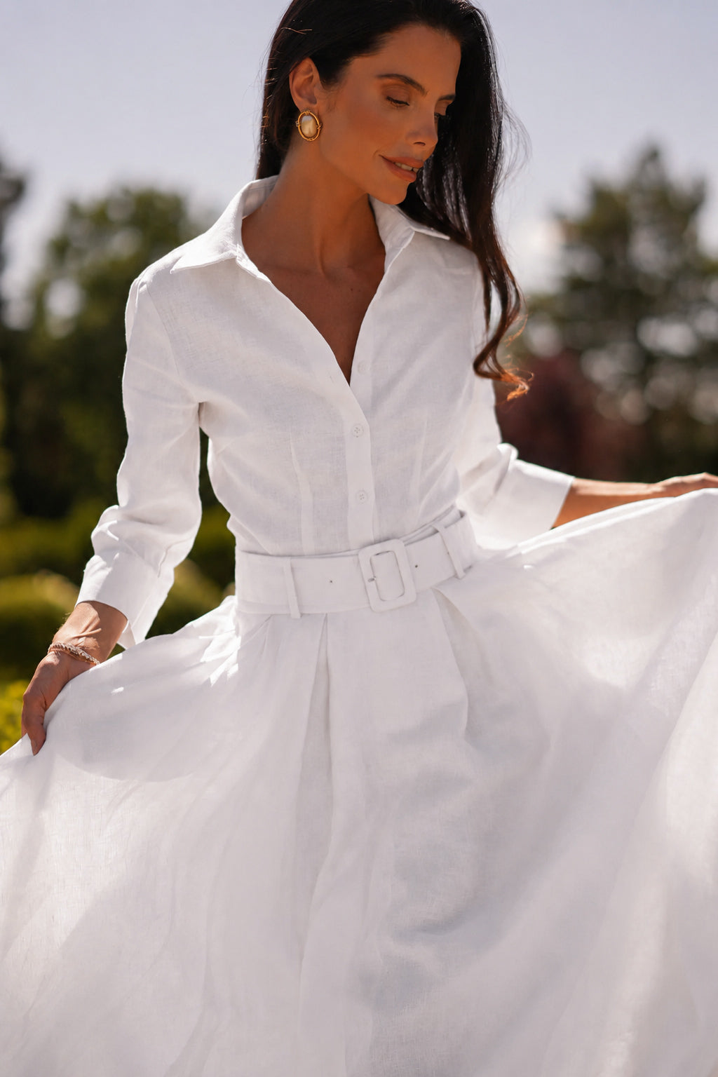 Linen Maxi Skirt & Shirt Set (Chantilly)
