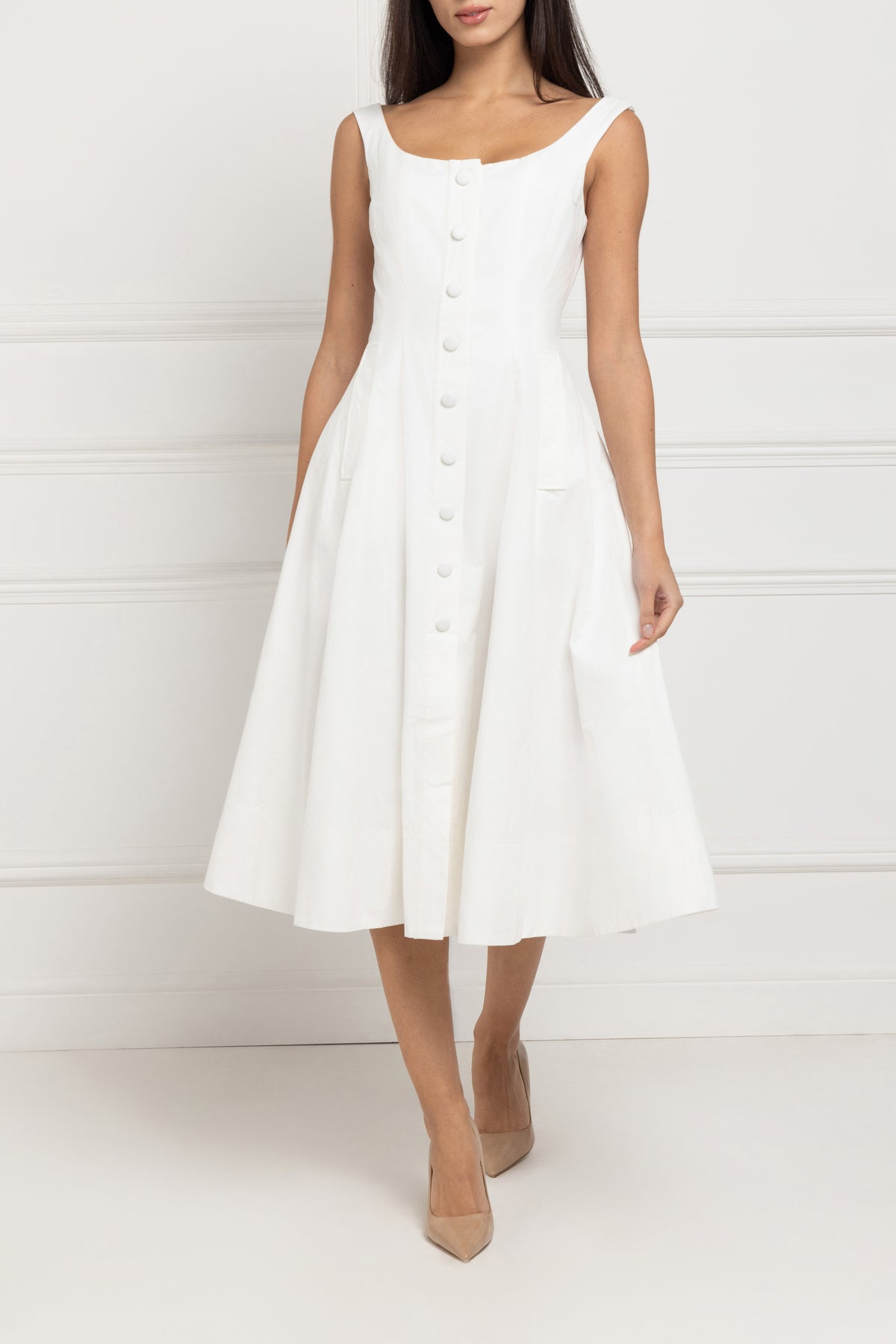 Boat Neck Dress (White) | Aavelle Boat Neck Dress (White) | Aavelle