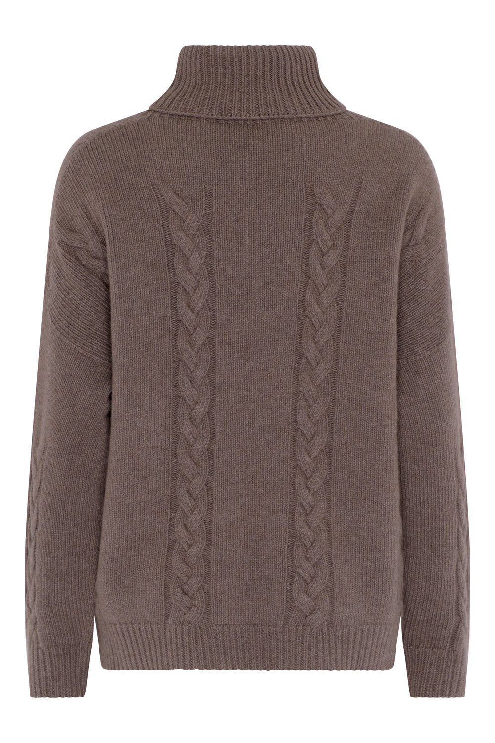 Cashmere Blend Chunky Cable Roll Neck (Mink)