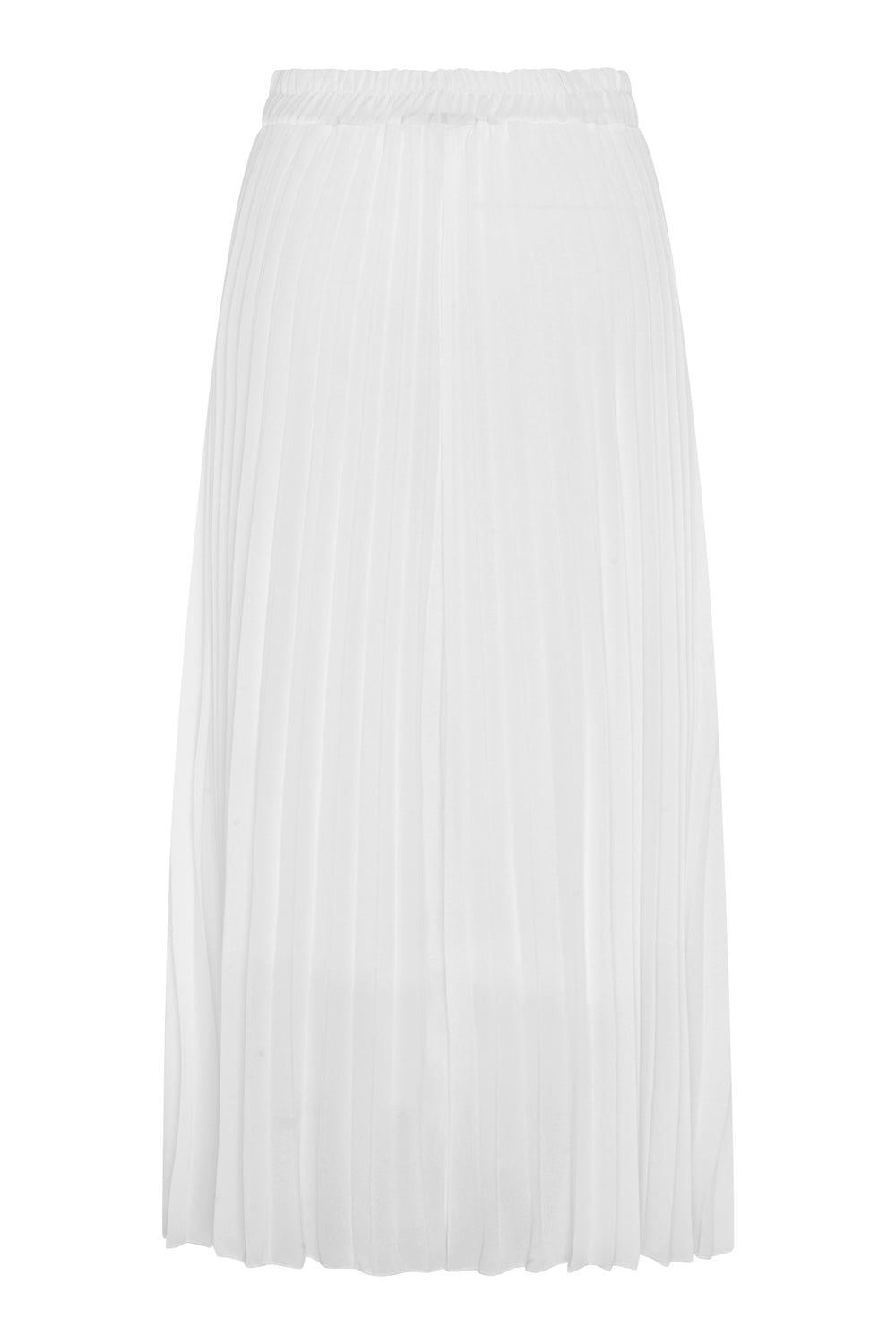 Chiffon Pleated Midi Skirt (White)