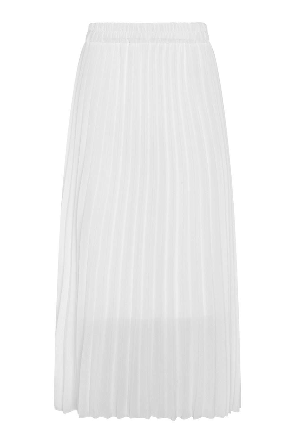 Chiffon Pleated Midi Skirt (White)