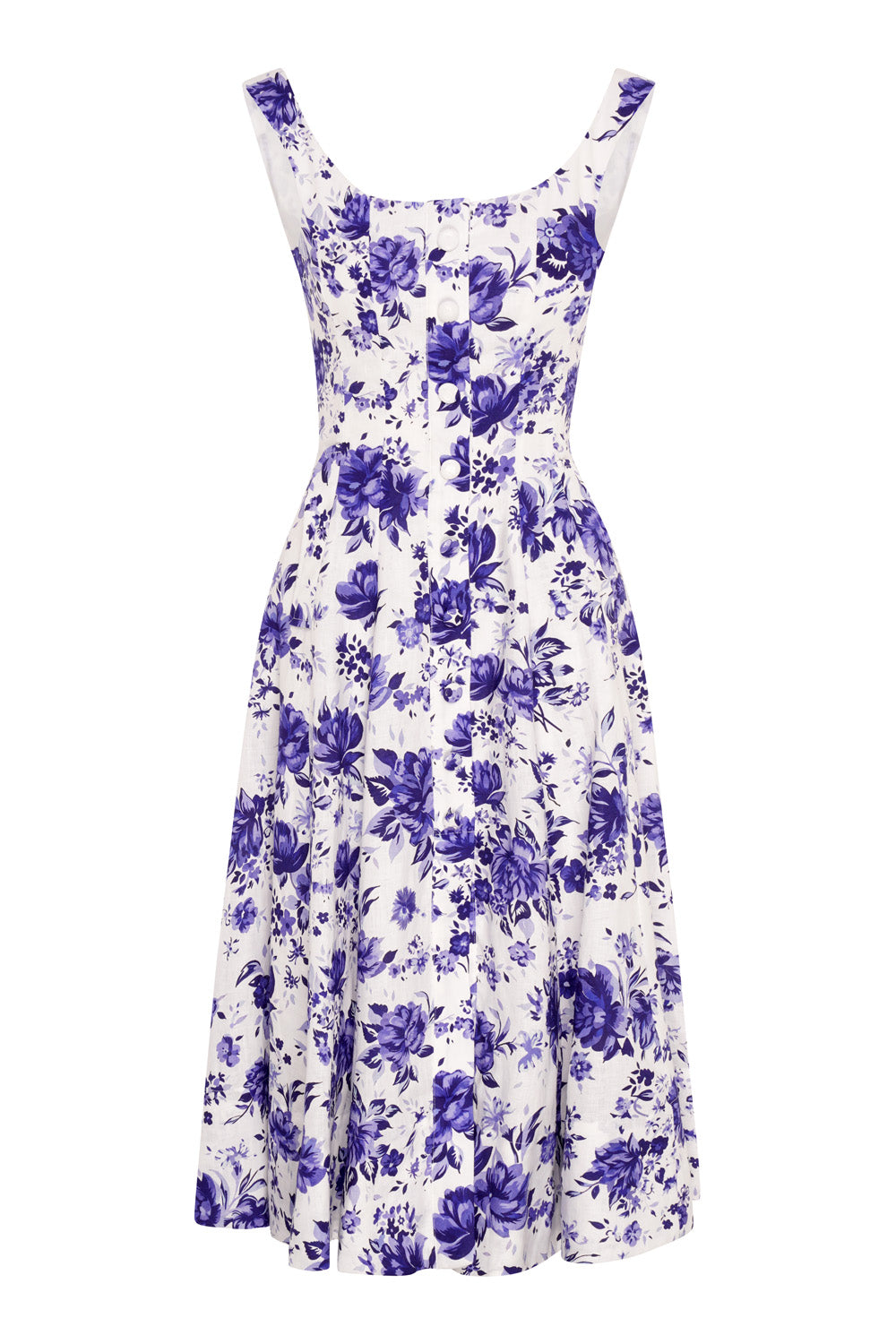 Linen Boat Neck Dress (Delft Blue)