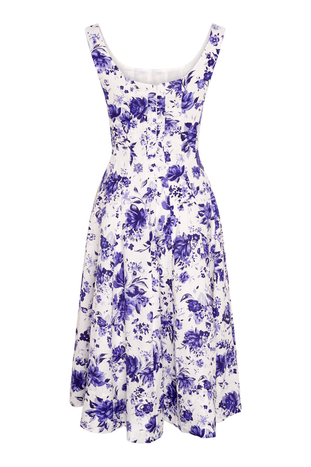 Linen Boat Neck Dress (Delft Blue)