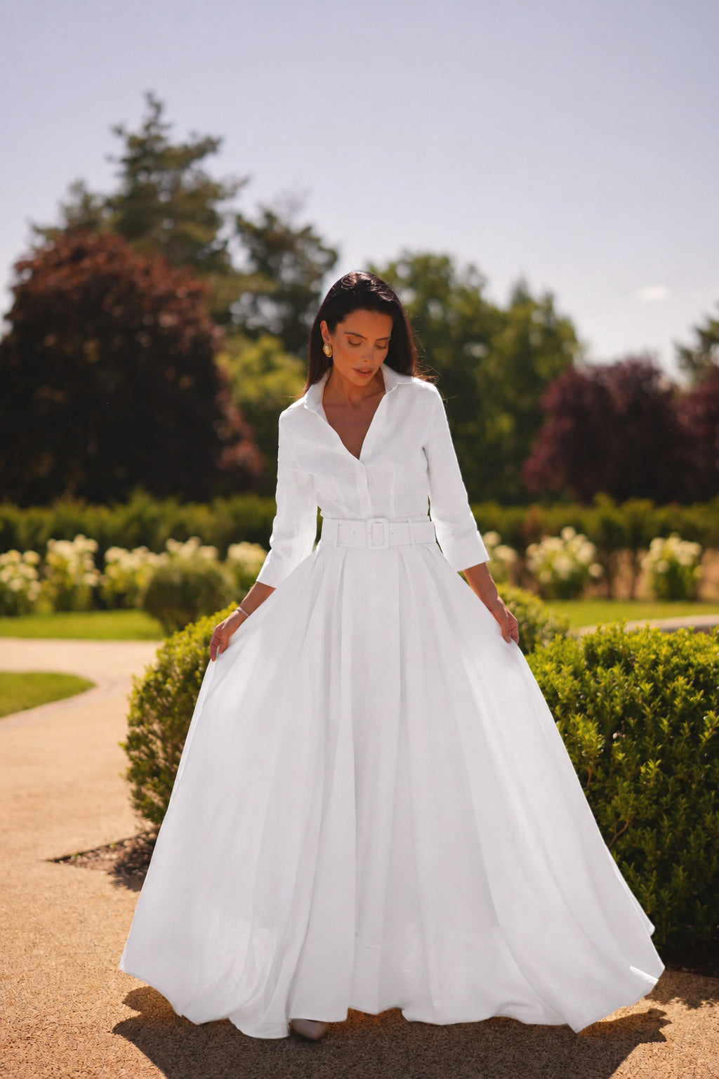 Linen Maxi Skirt & Shirt Set (Chantilly)