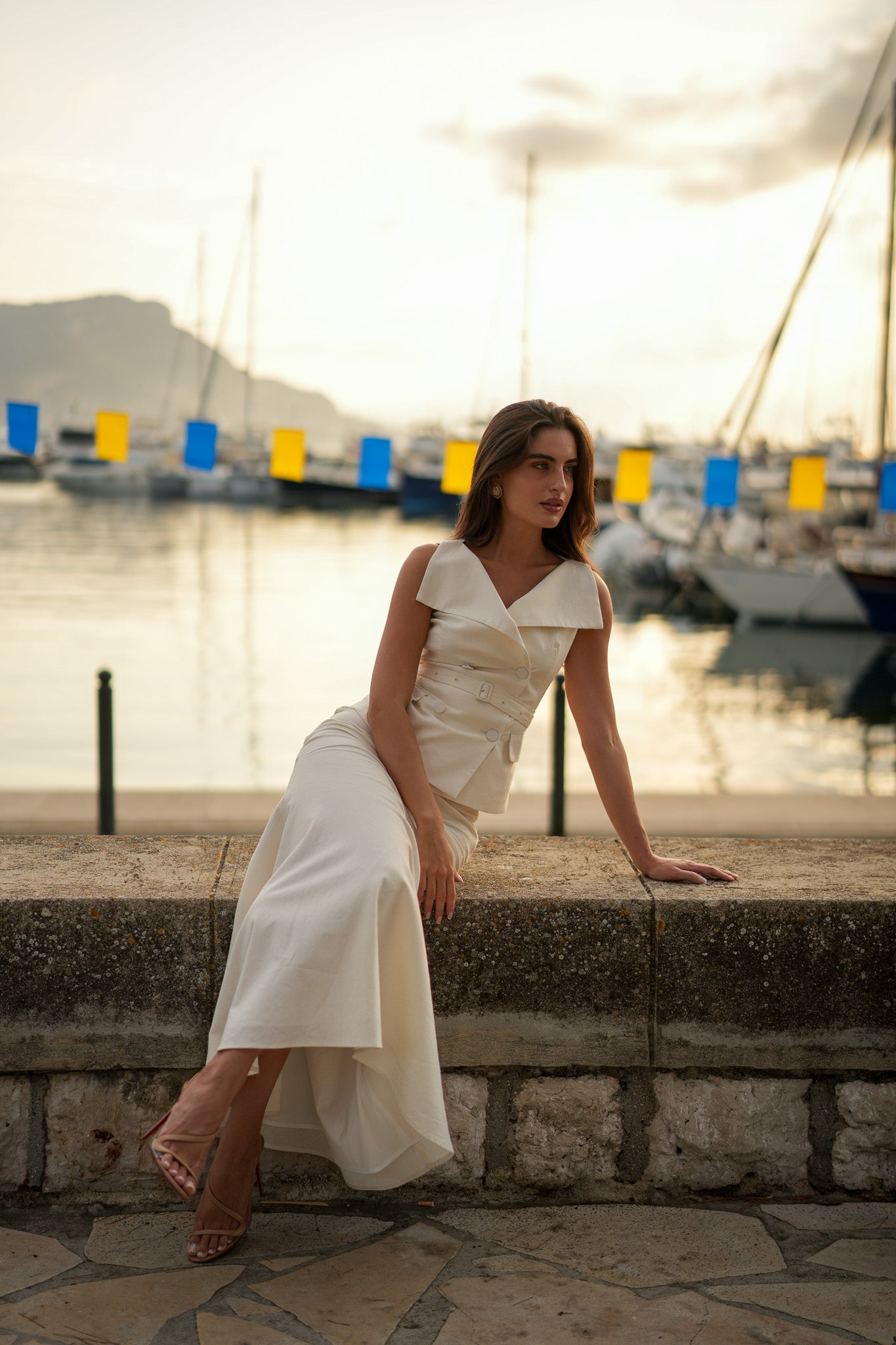 Pure Linen Princess Fishtail Skirt Suit (Chantilly)