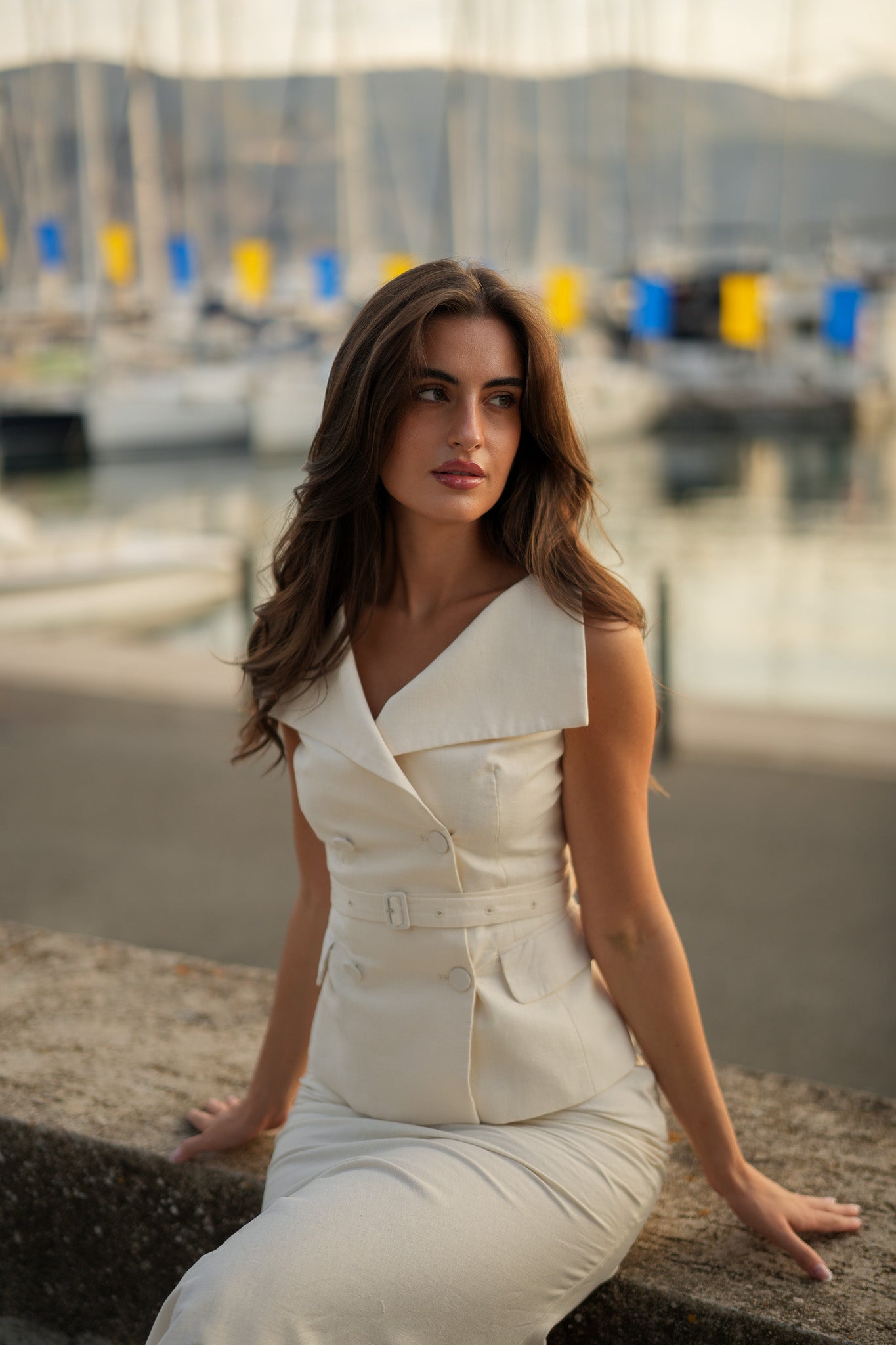 Pure Linen Princess Fishtail Skirt Suit (Chantilly)