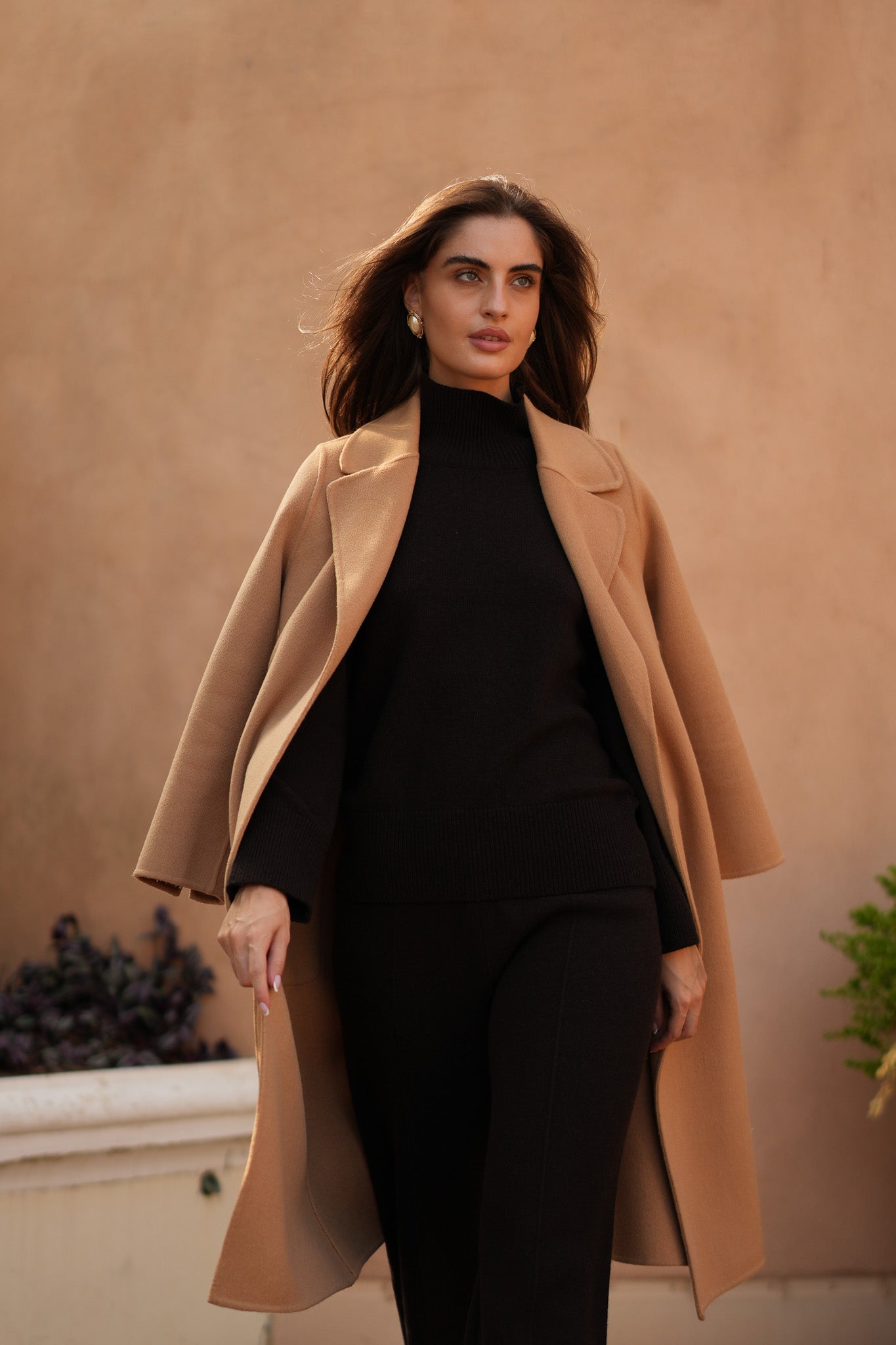 Thick Knitted Centre Seam Trouser (Chocolate)