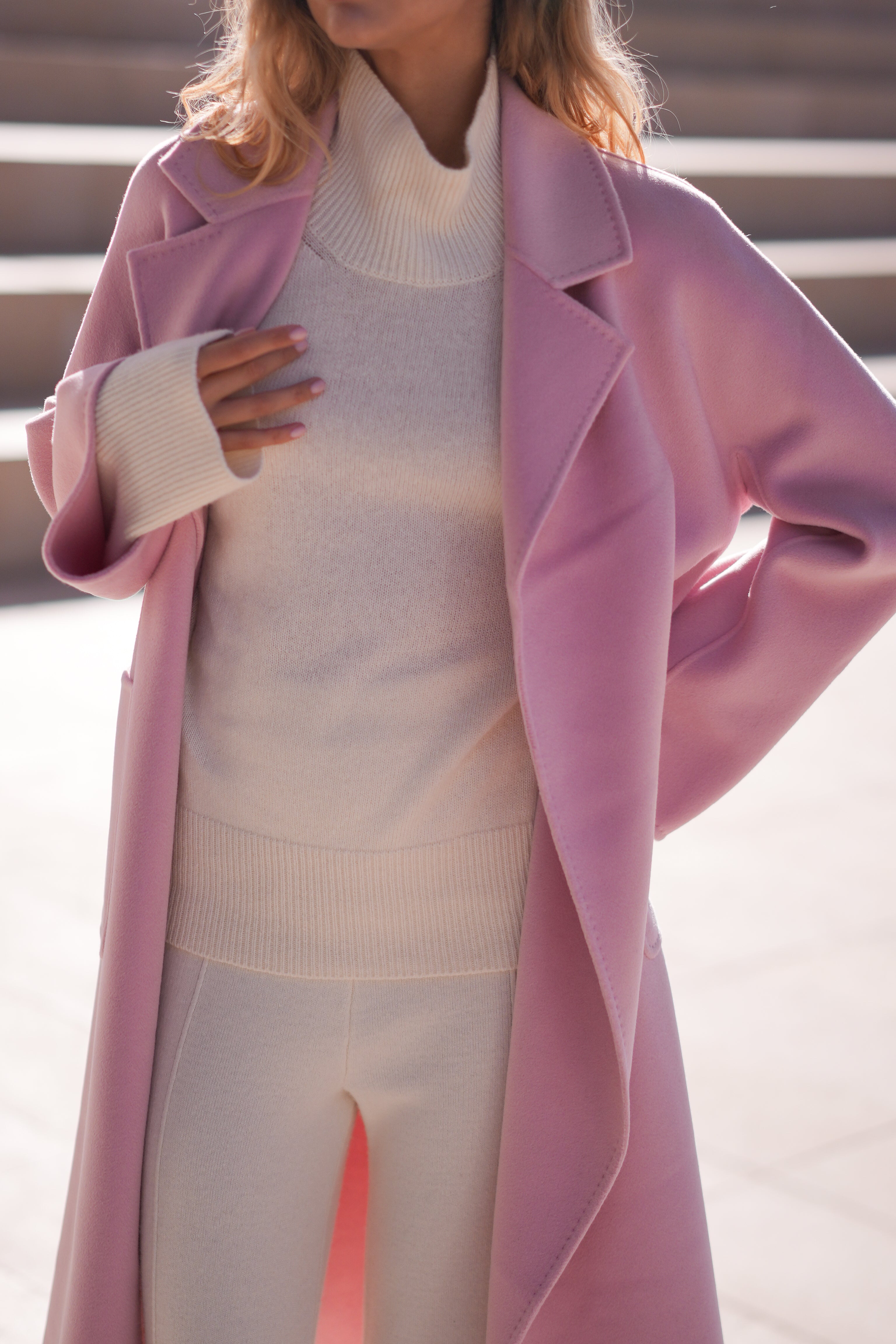 Cashmere & Silk Wool Coat (Rose)