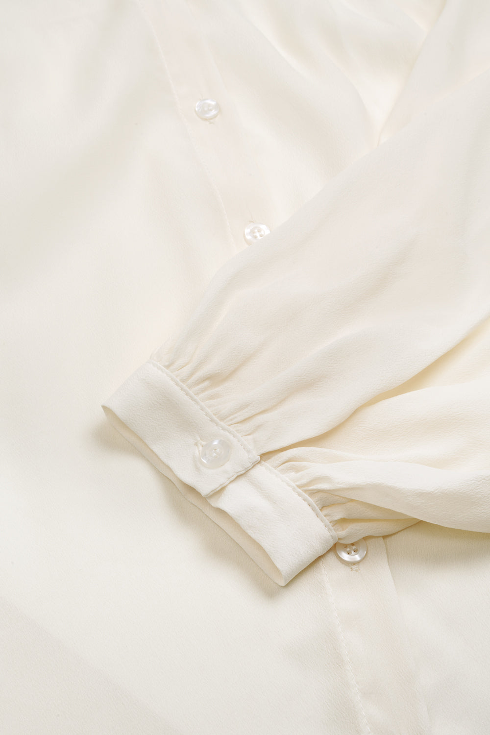 Balloon Sleeve Silk Blend Shirt (Chantilly)
