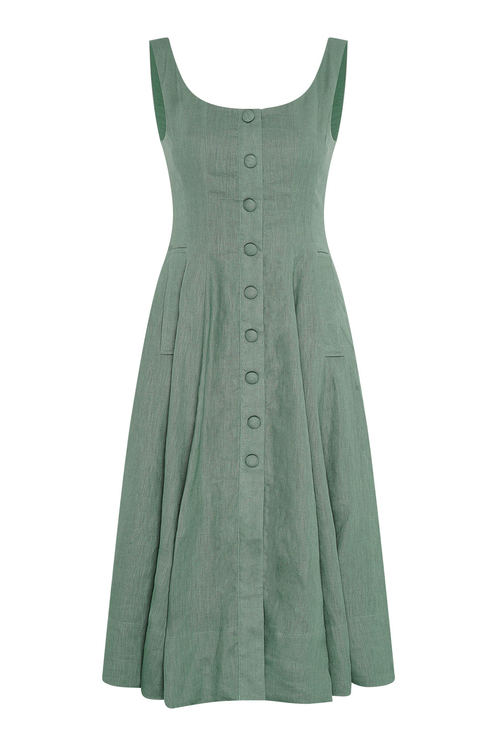 Linen Boat Neck Dress (Sage) Linen Boat Neck Dress (Sage)