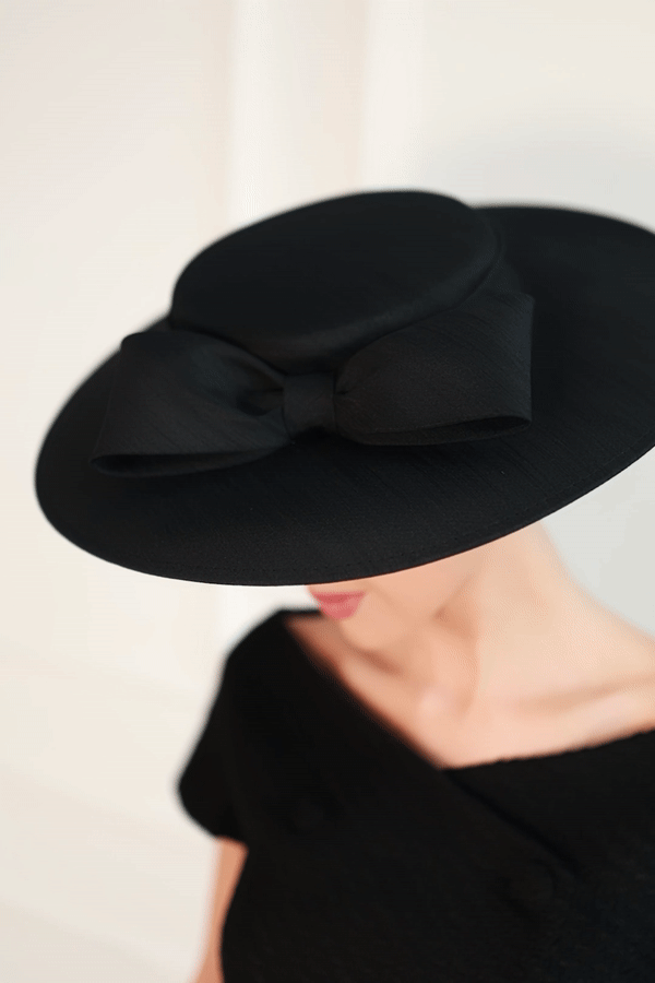 Bow Boater Hat (Black)