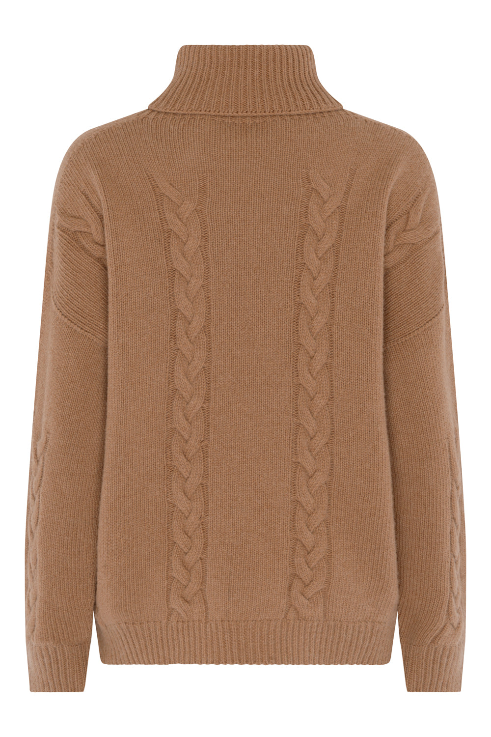 Cashmere Blend Chunky Cable Roll Neck (Camel)
