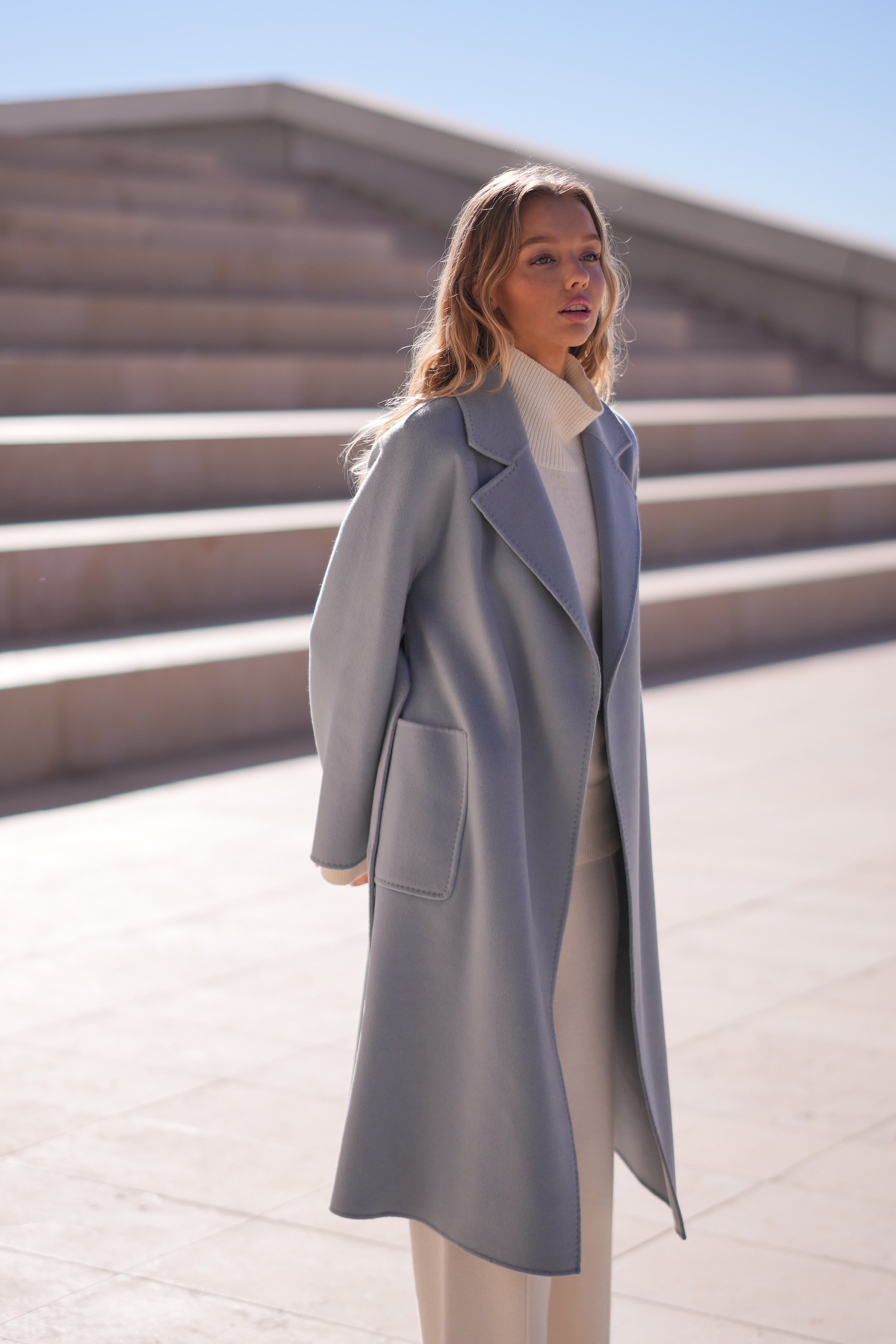 Cashmere & Silk Wool Coat (Cornflower)