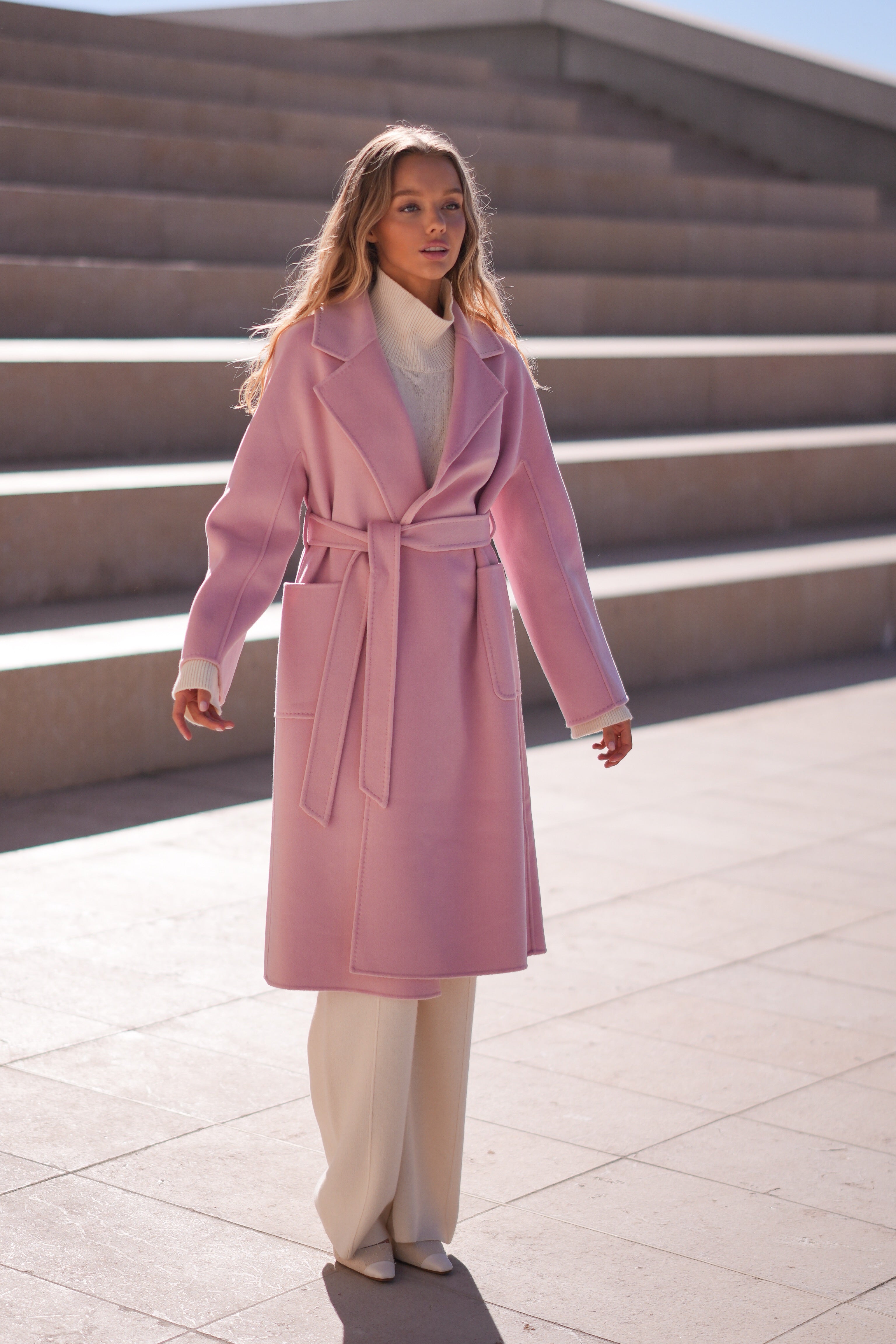 Cashmere & Silk Wool Coat (Rose)