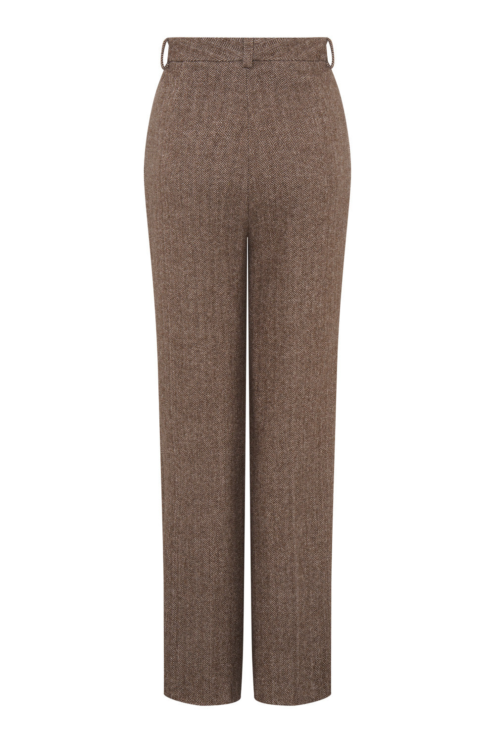Chevron Tweed Straight Leg Trouser (Chocolate)