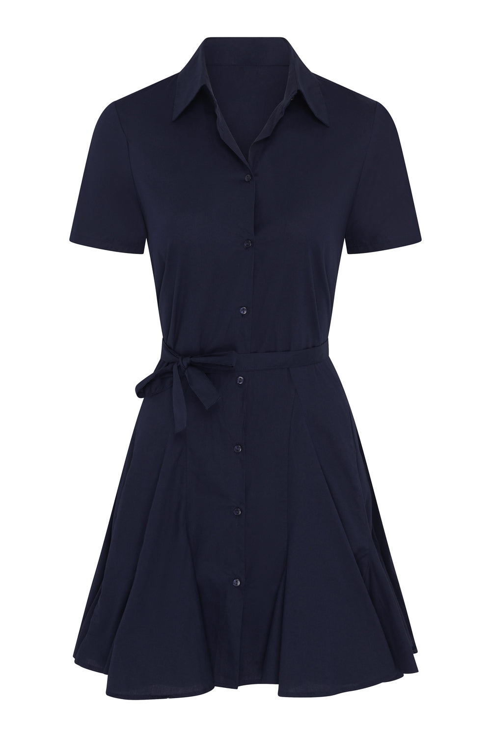 Cotton Fit & Flare Shirt Dress (Navy)