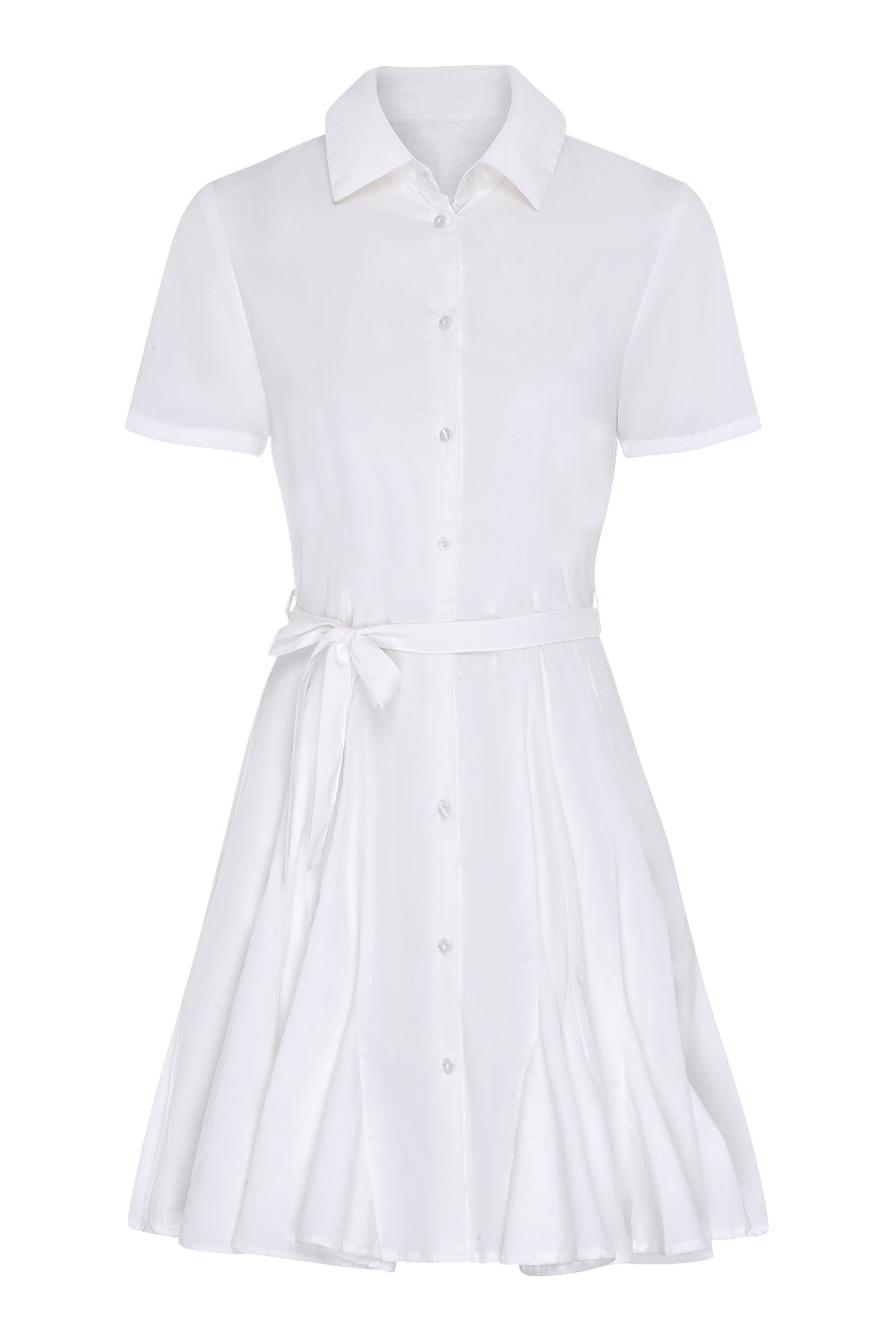 Cotton Fit & Flare Shirt Dress (White)