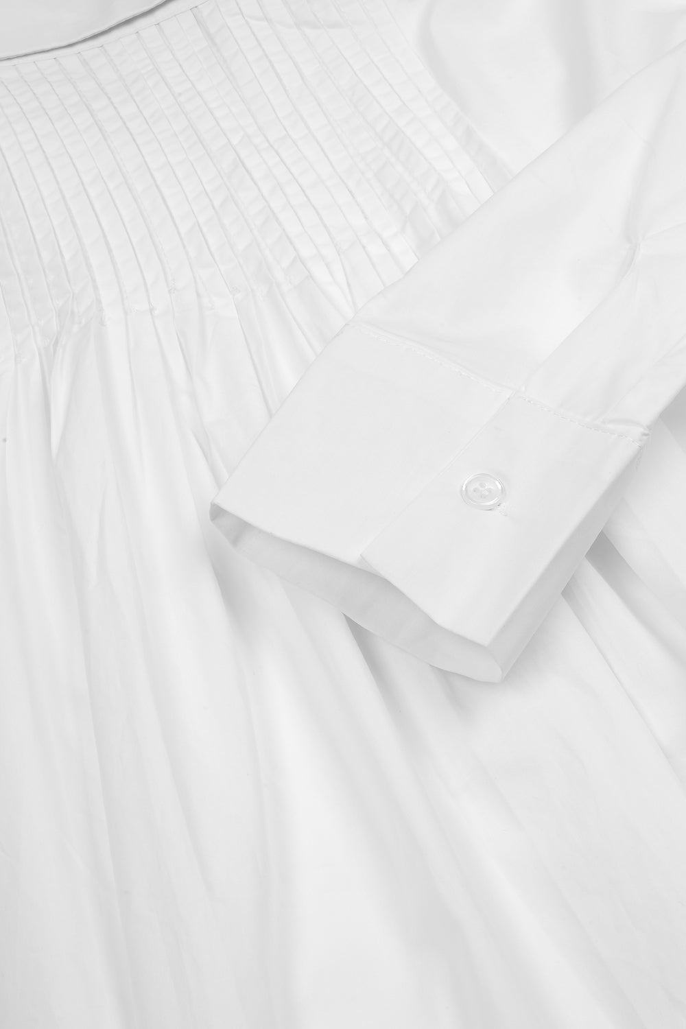 Cotton Pin Tuck Shirt Dress (White)