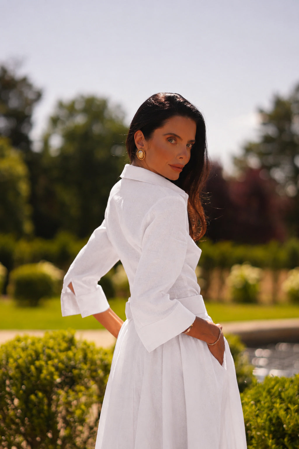 Linen Maxi Skirt & Shirt Set (Chantilly)