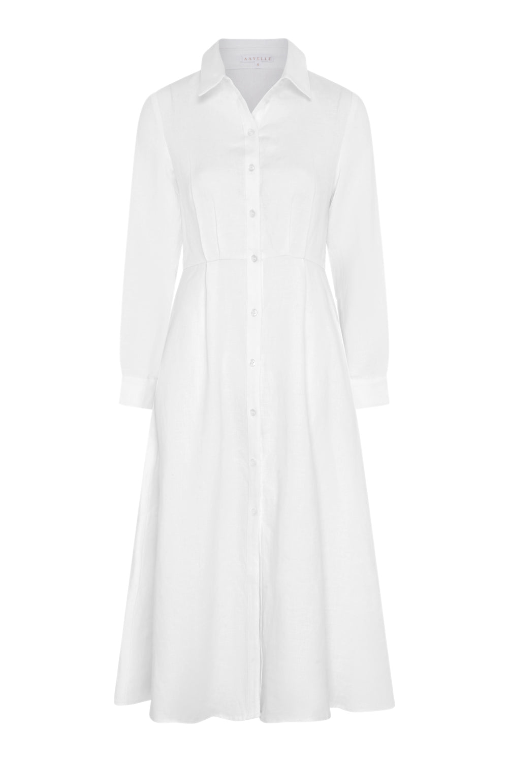 Heavy Weight Pure Linen Midi Shirt Dress (White)