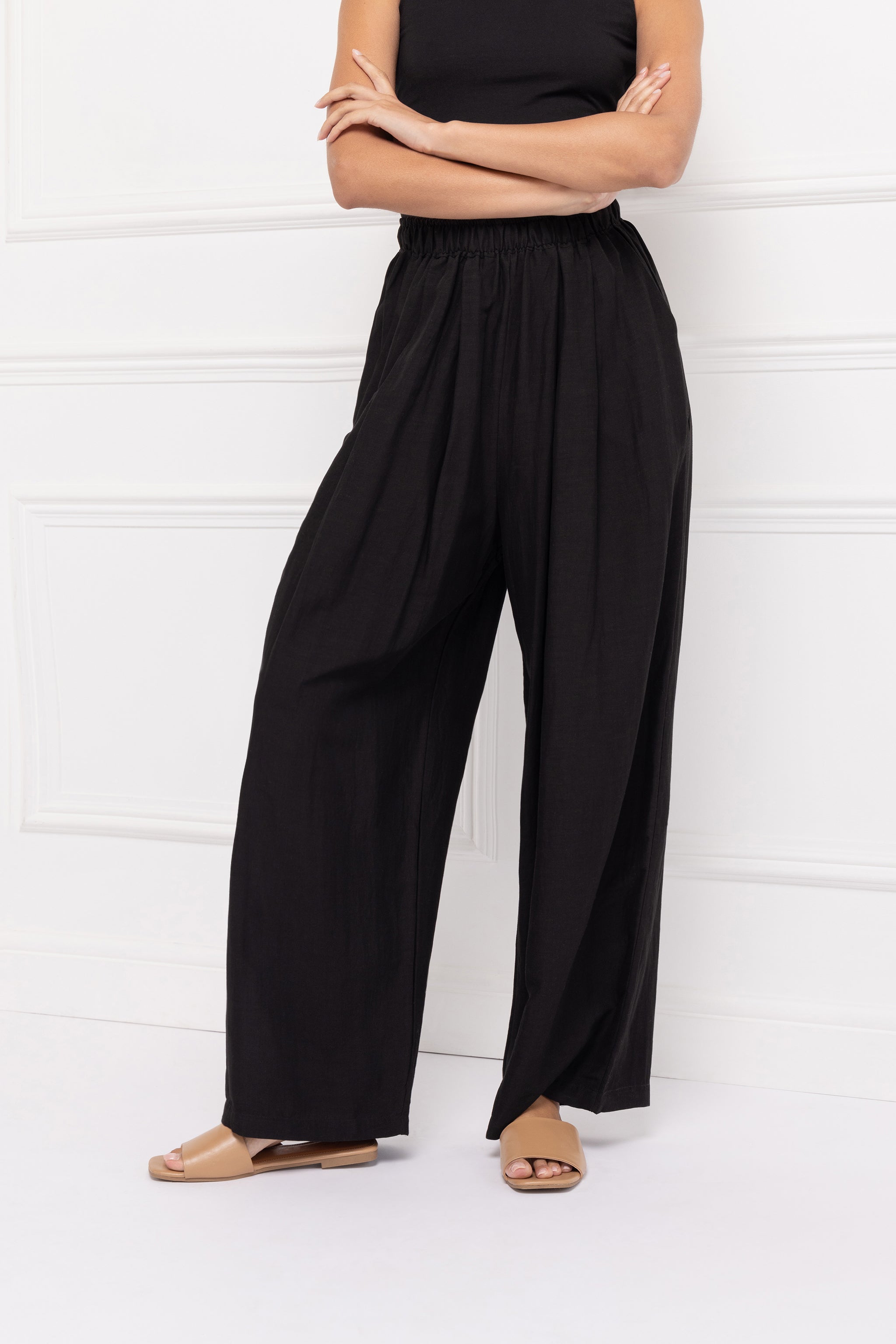 Linen Blend Trouser (Black)