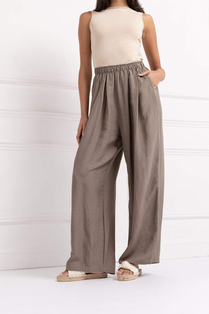 Linen Blend Trouser (Khaki)