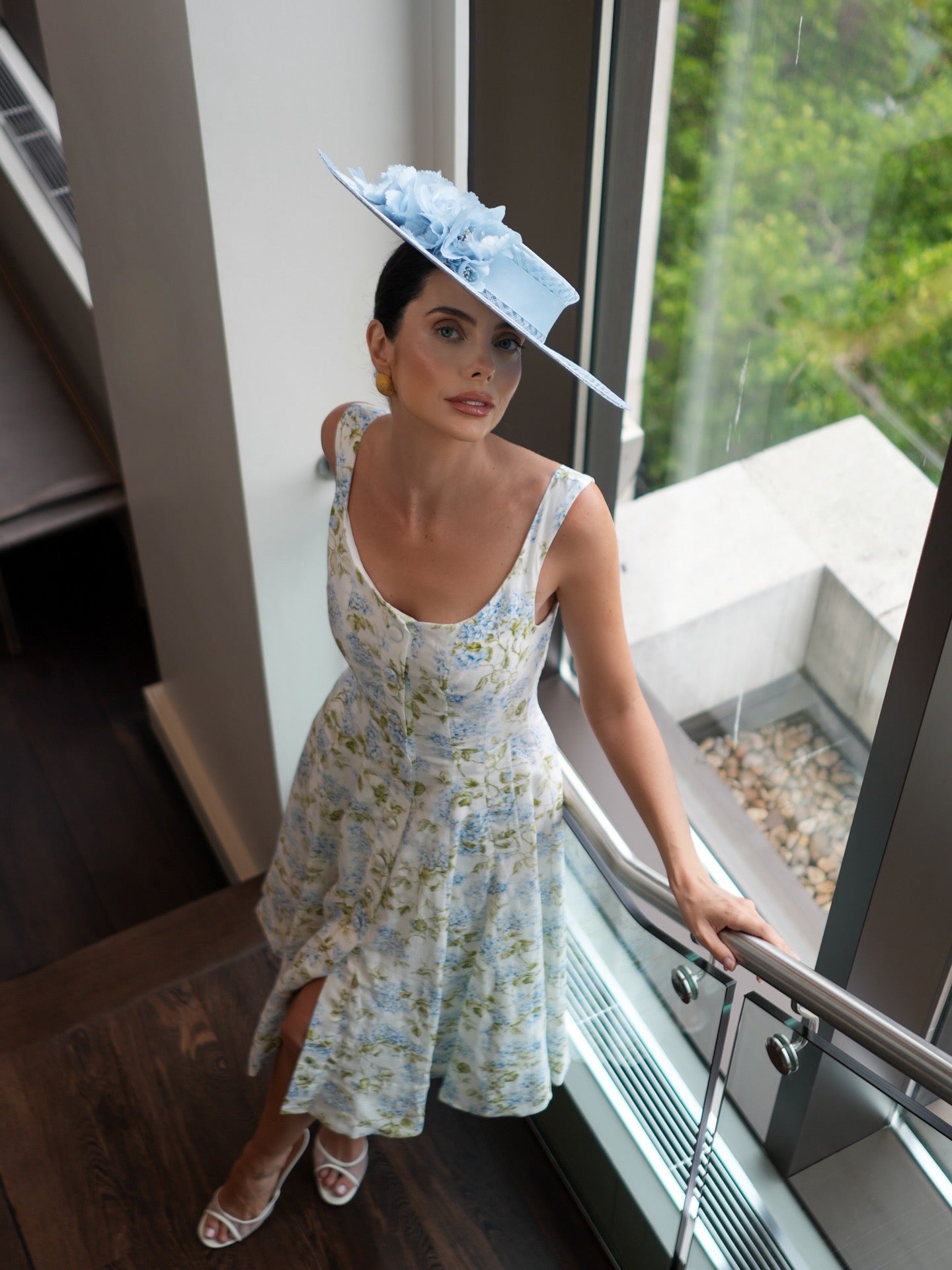 Linen Boat Neck Dress (Hydrangea)