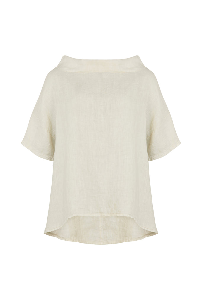 Pure Linen Boat Neck Top (Chantilly)