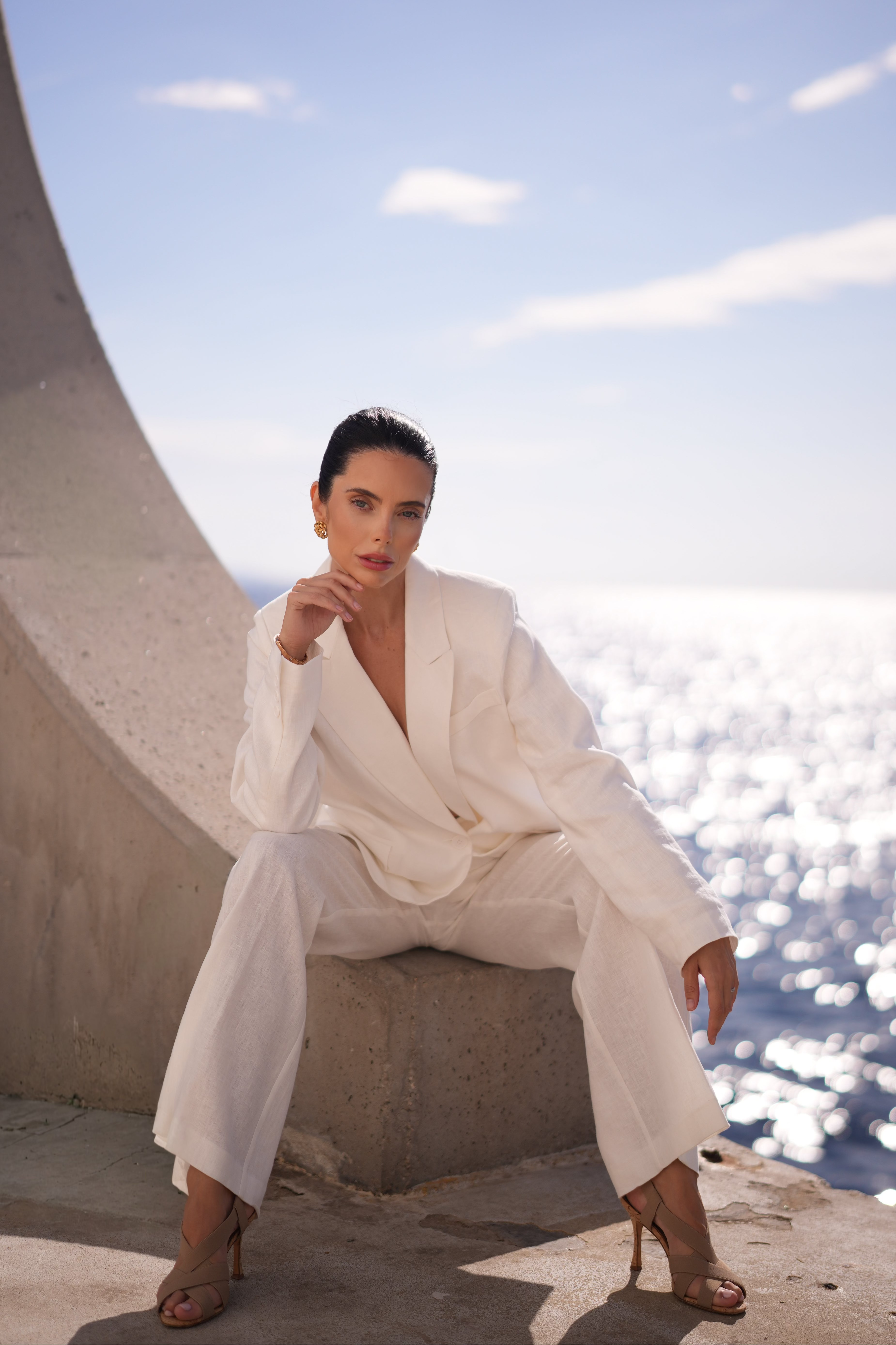 Pure Linen Trouser Suit (Chantilly)