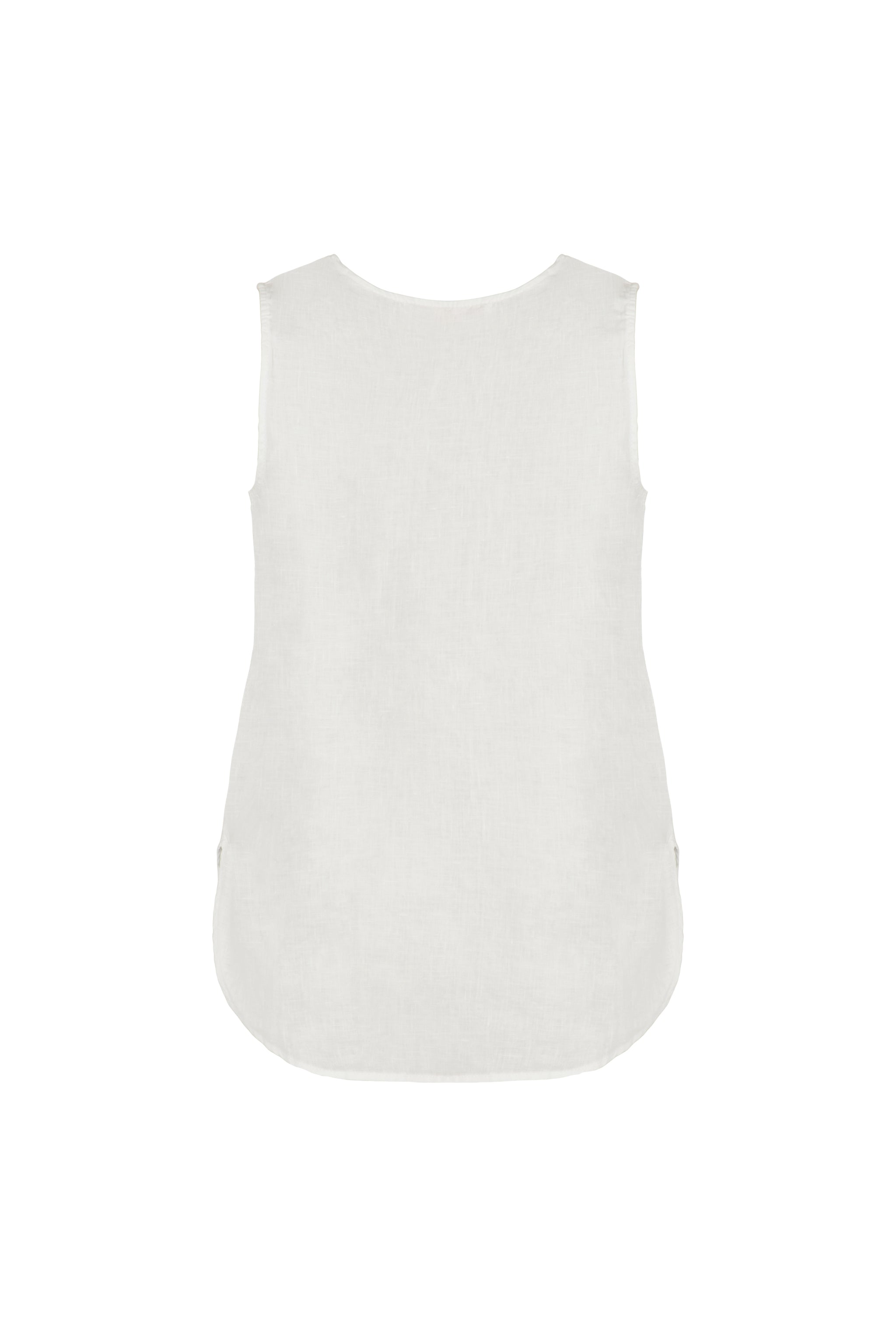 Pure Linen V Neck Vest (White)