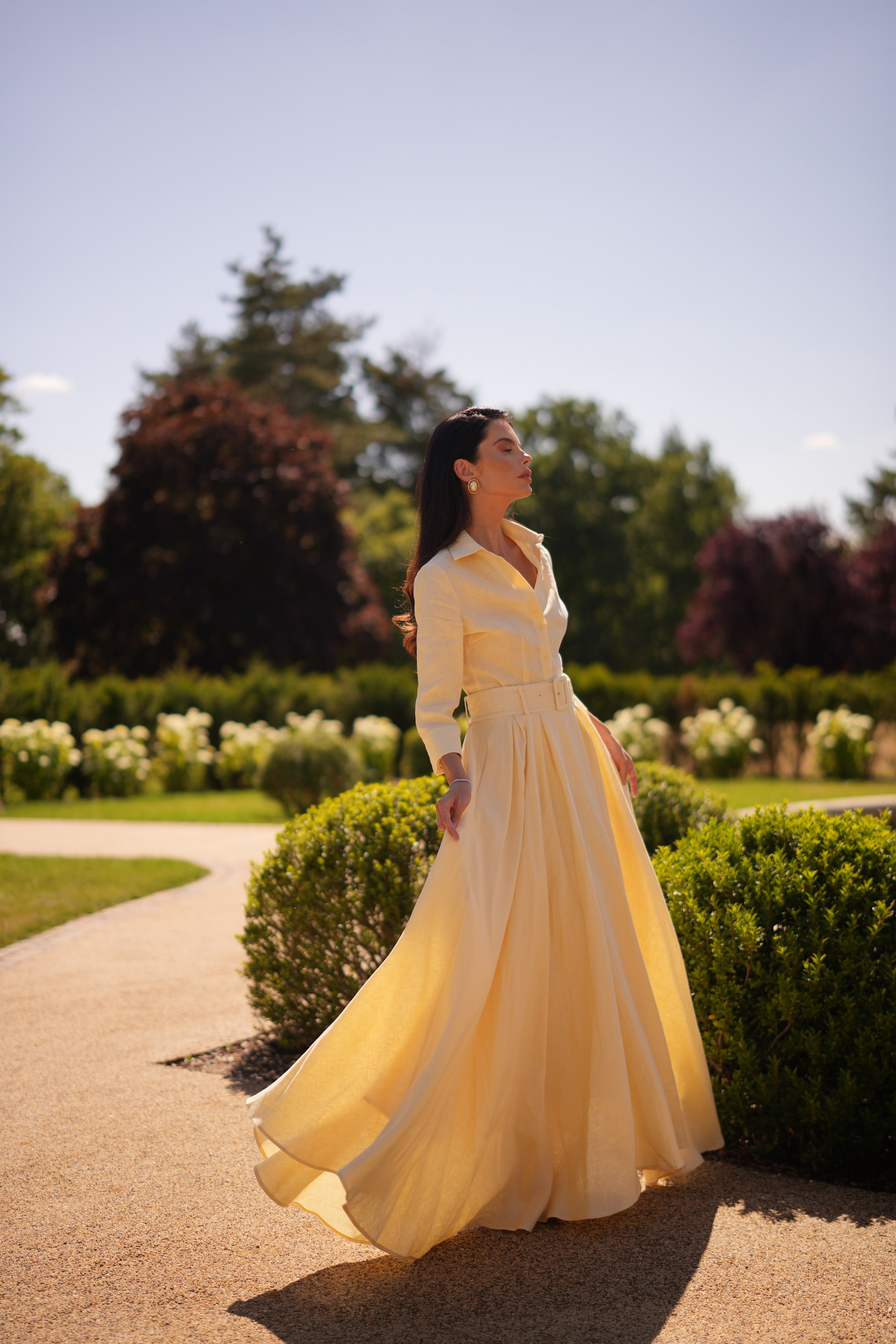 Linen Maxi Skirt & Shirt Set (Butter Yellow)