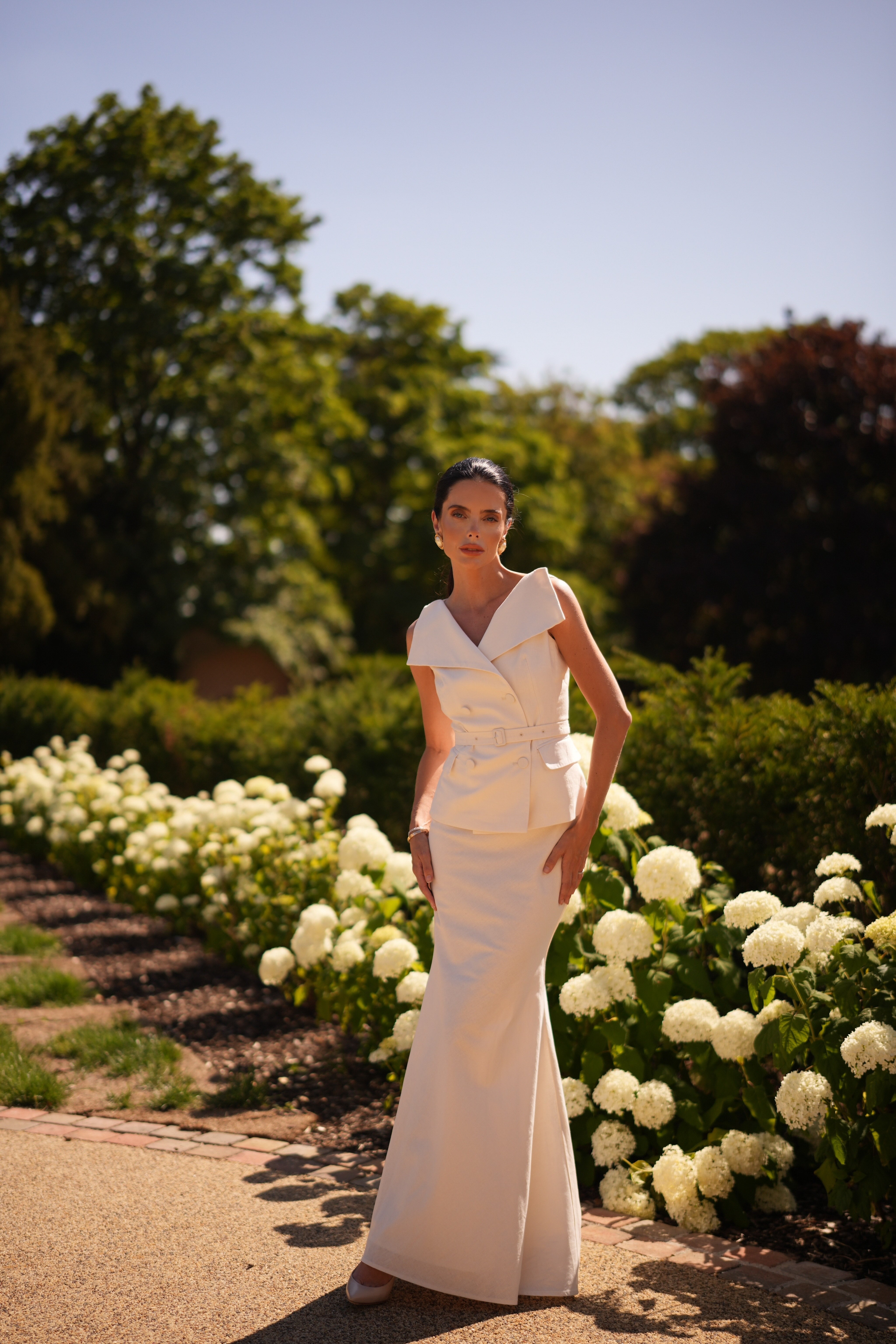 Pure Linen Princess Fishtail Skirt Suit (Chantilly)