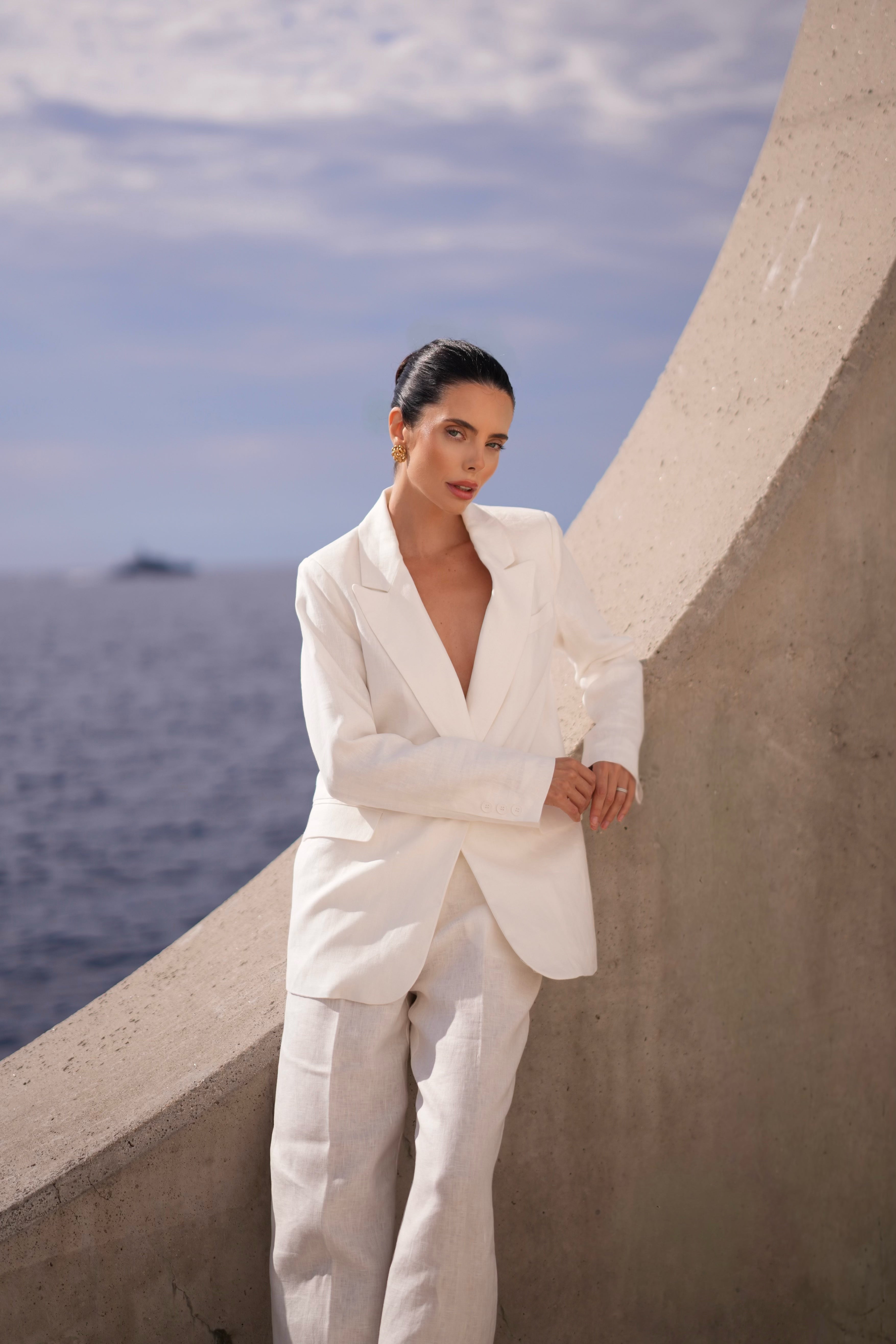 Pure Linen Trouser Suit (Chantilly)