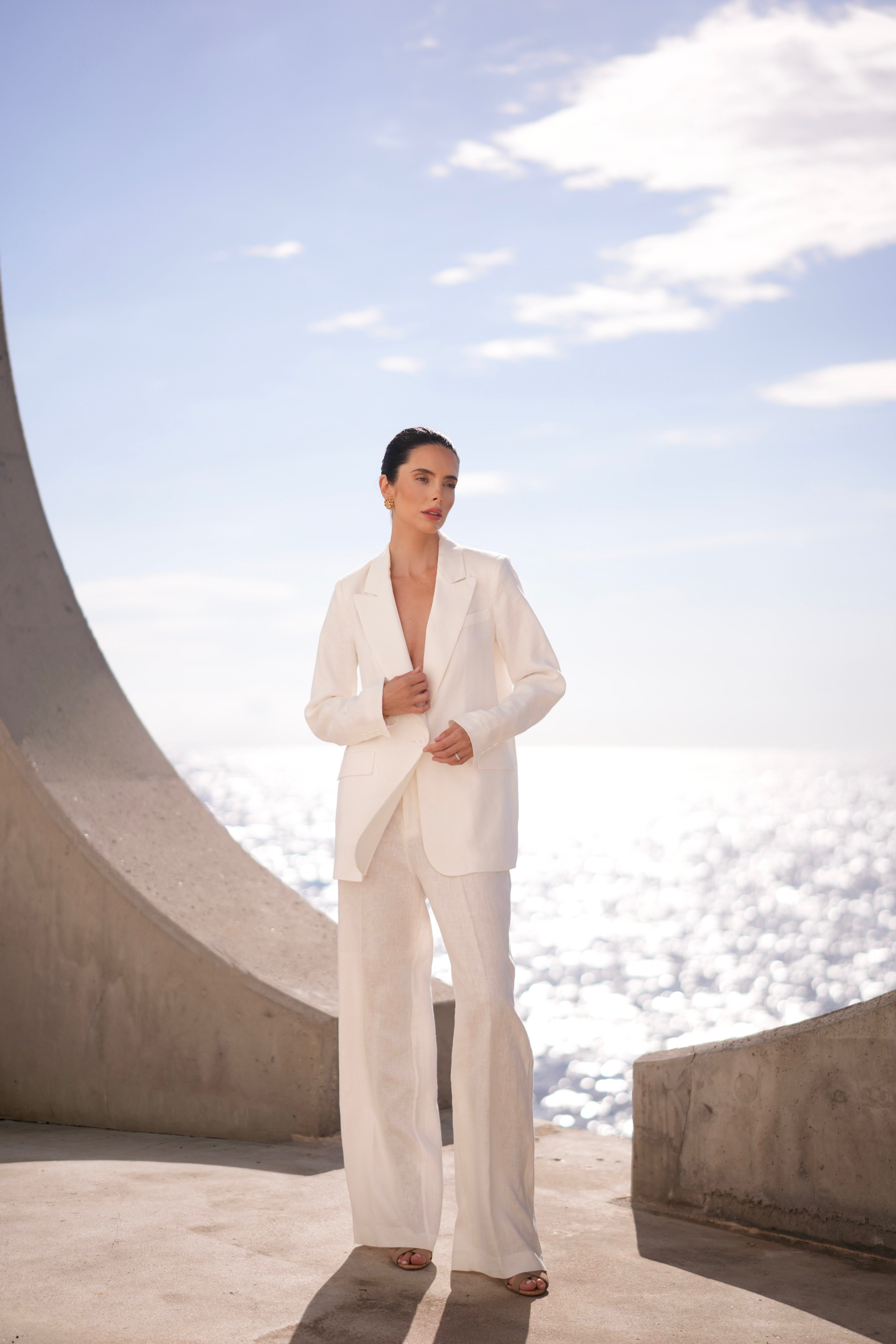Pure Linen Trouser Suit (Chantilly)