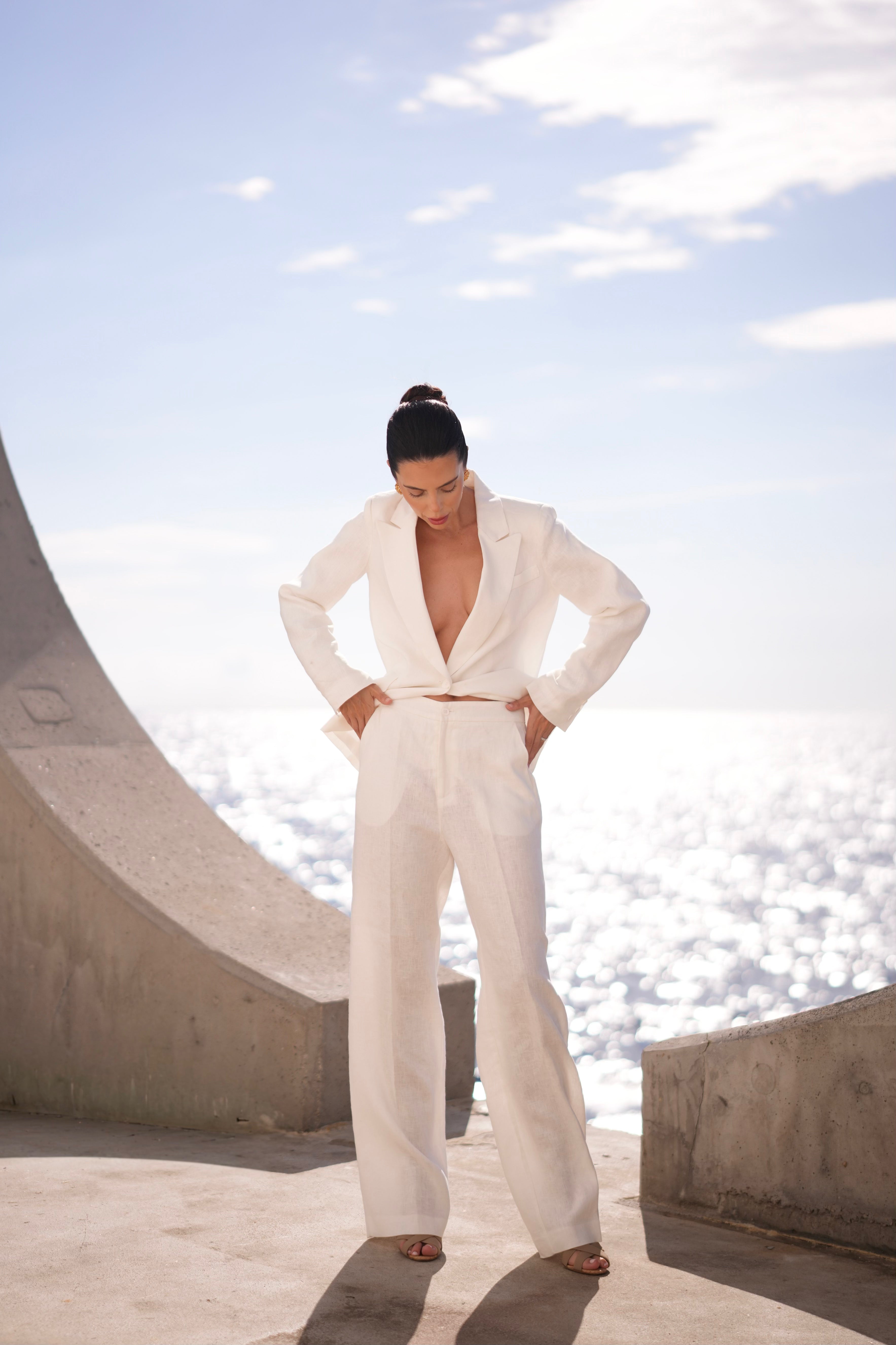 Pure Linen Trouser Suit (Chantilly)