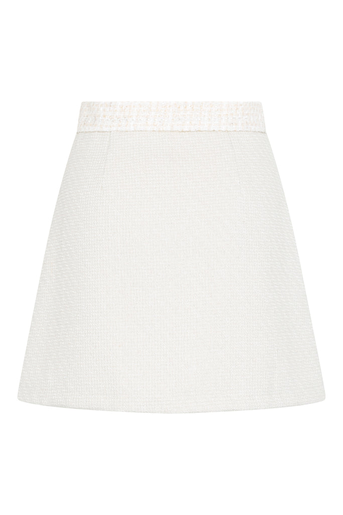 Mixed Tweed Button Detail Skirt (Chantilly)