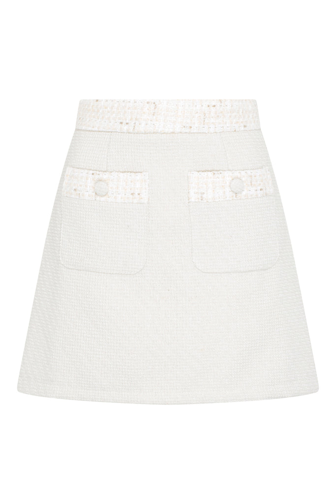 Mixed Tweed Button Detail Skirt (Chantilly)