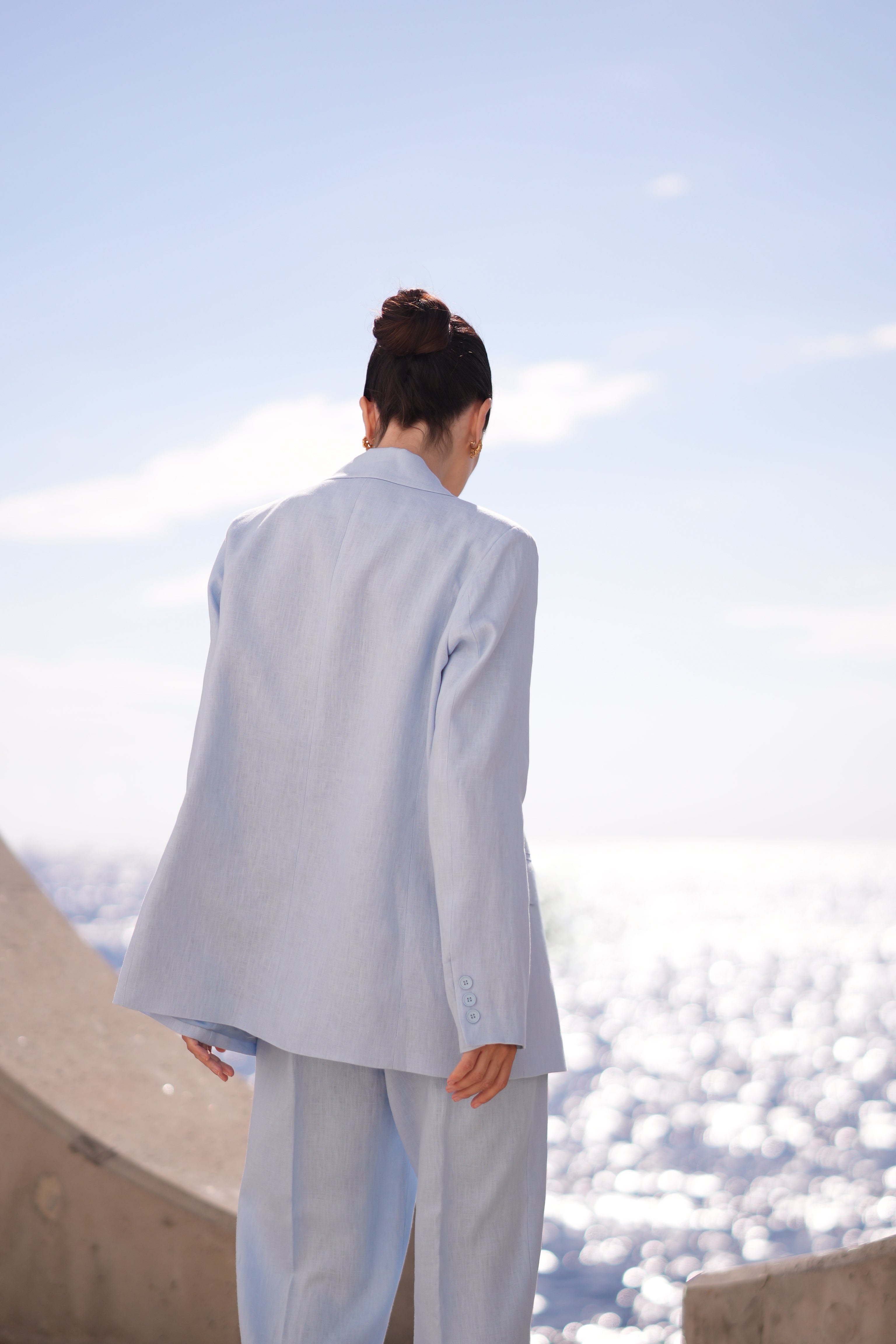 Pure Linen Three Piece Suit (Bleu Brume)