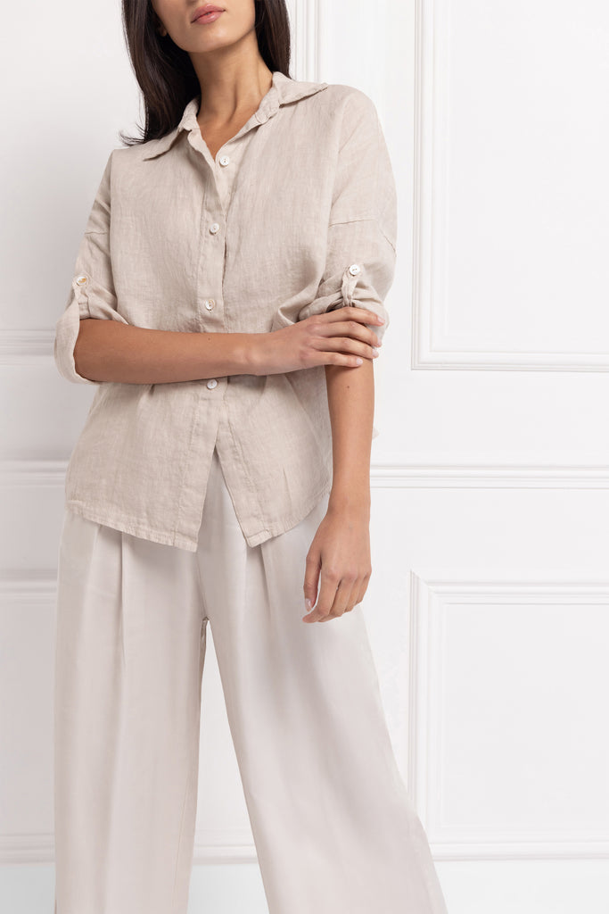 Pure Linen Relaxed Shirt (Stone)