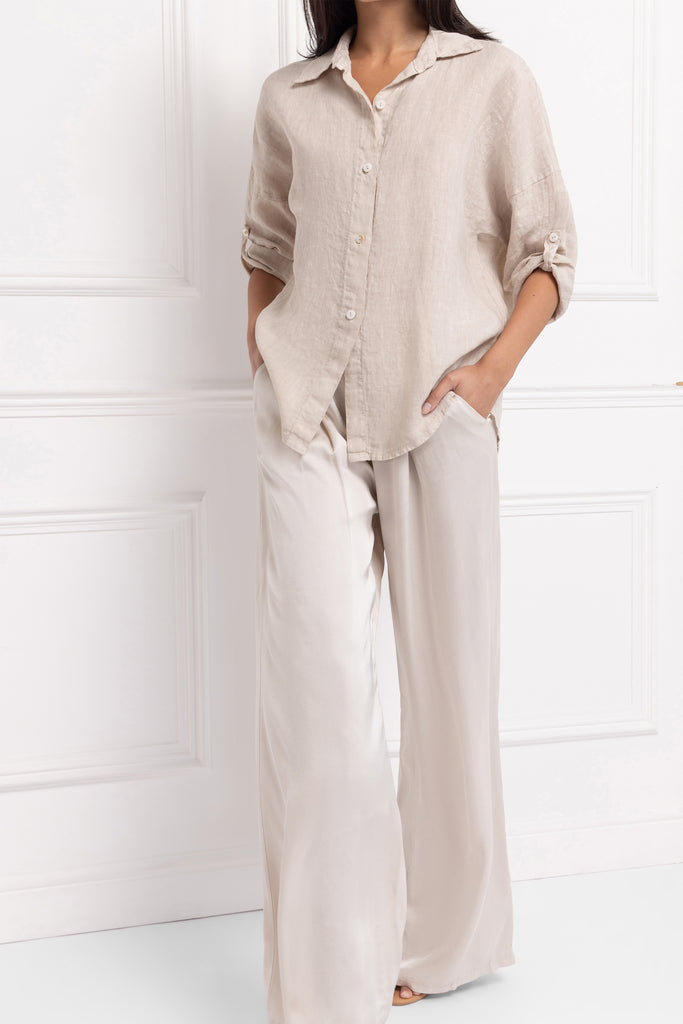 Pure Linen Relaxed Shirt (Stone)