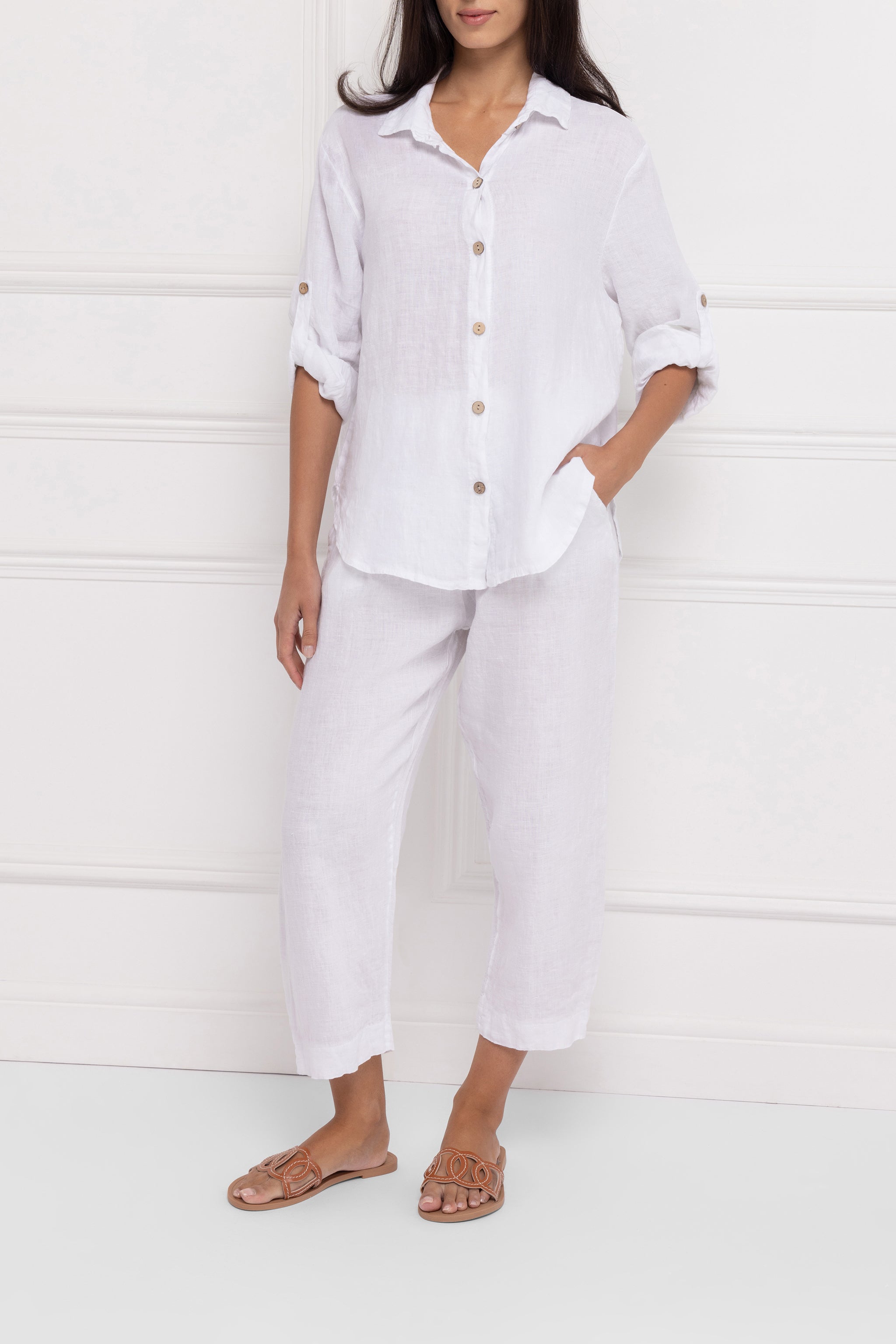Pure Linen Relaxed Shirt (White)