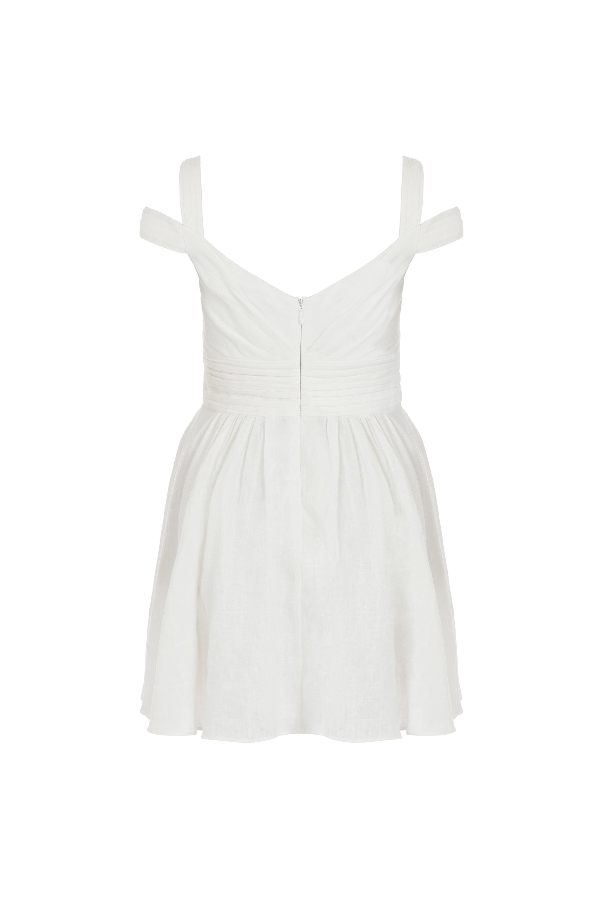 Pure Linen Sweetheart Dress (White)