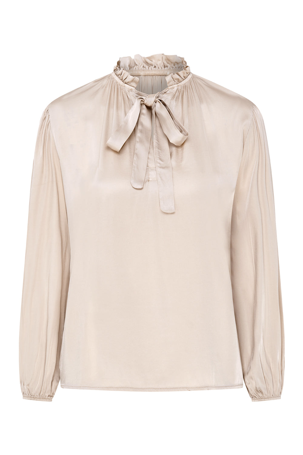 Pussy Bow Bamboo Silk Shirt (Champagne)
