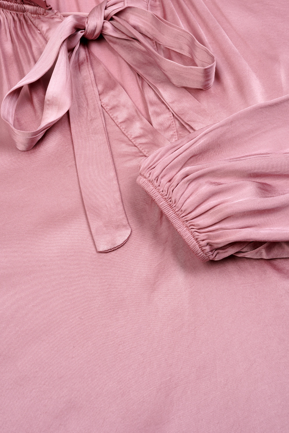 Pussy Bow Bamboo Silk Shirt (Dusky Pink)