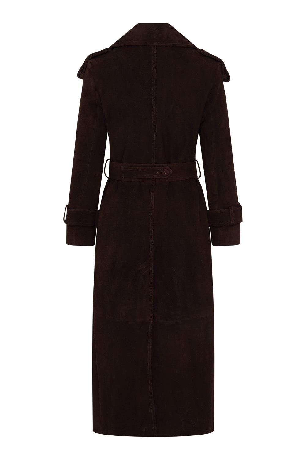 PRE ORDER Real Suede Maxi Trench Coat (Chocolate)
