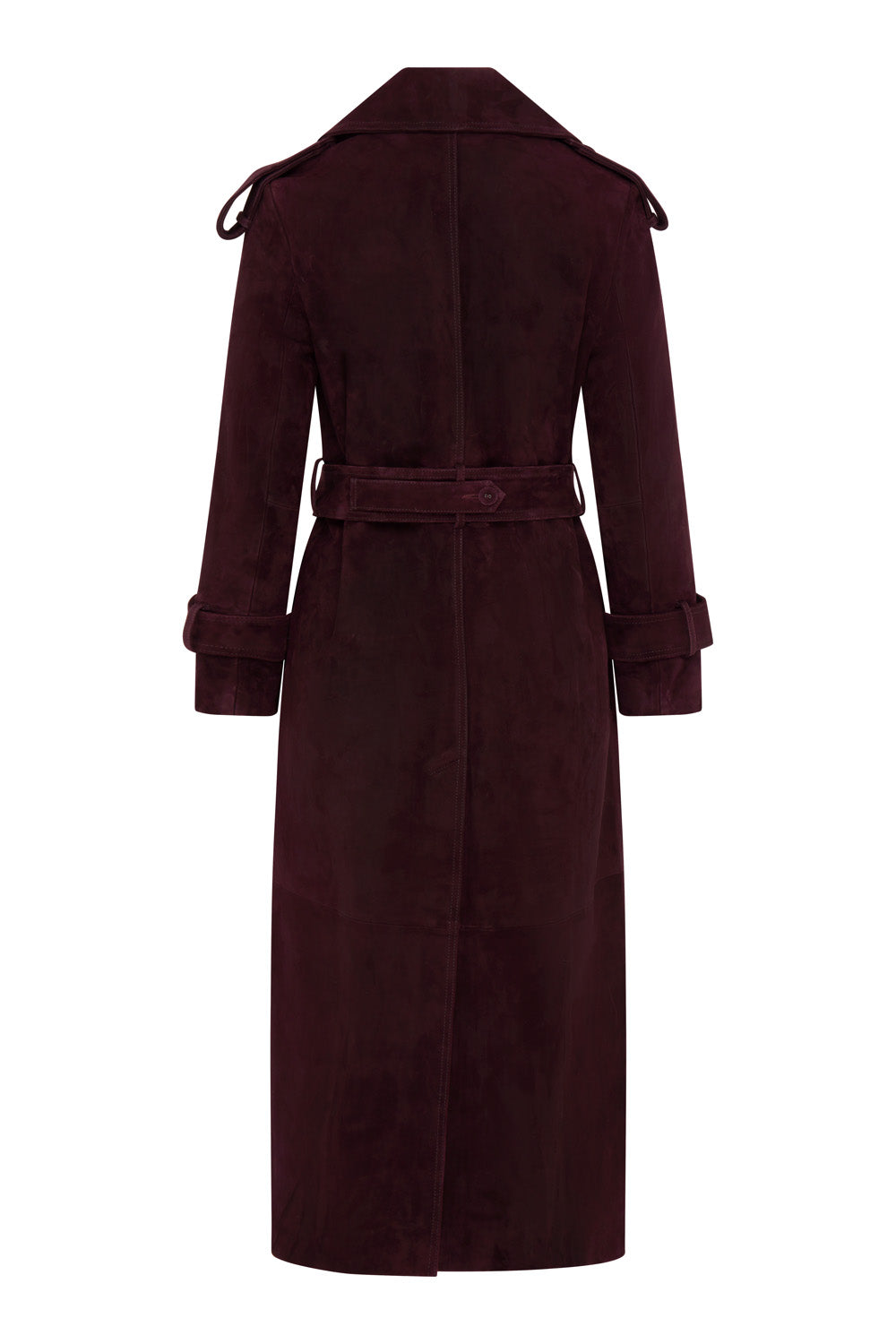 PRE ORDER Real Suede Maxi Trench Coat (Mulberry)