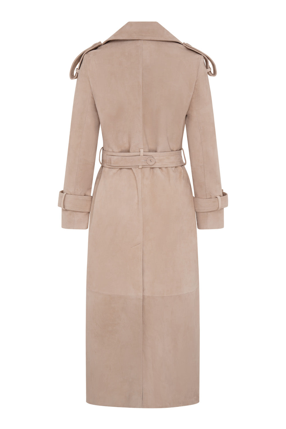 PRE ORDER Real Suede Maxi Trench Coat (Stone)