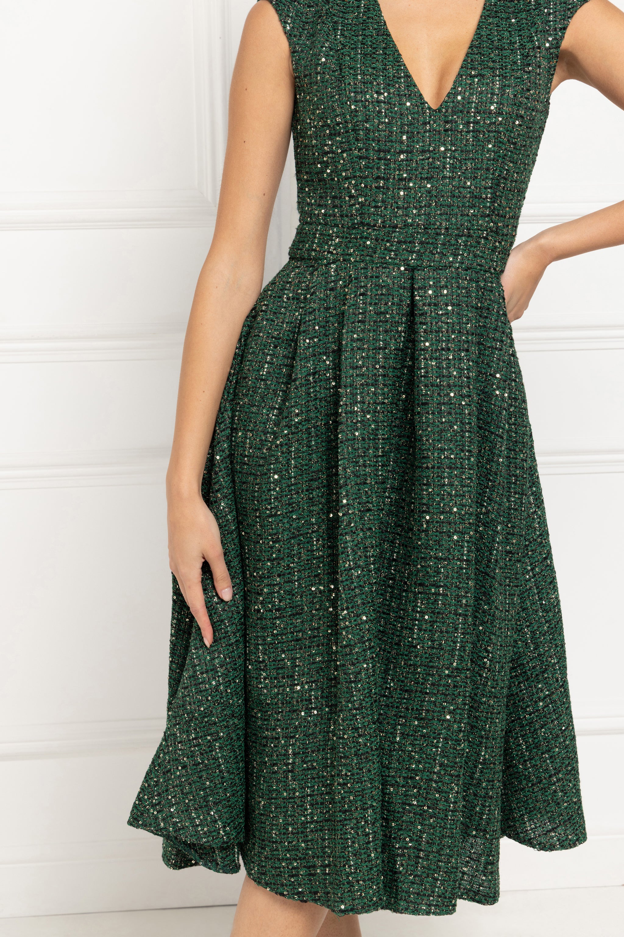 Sparkle Tweed Dress (Emerald)