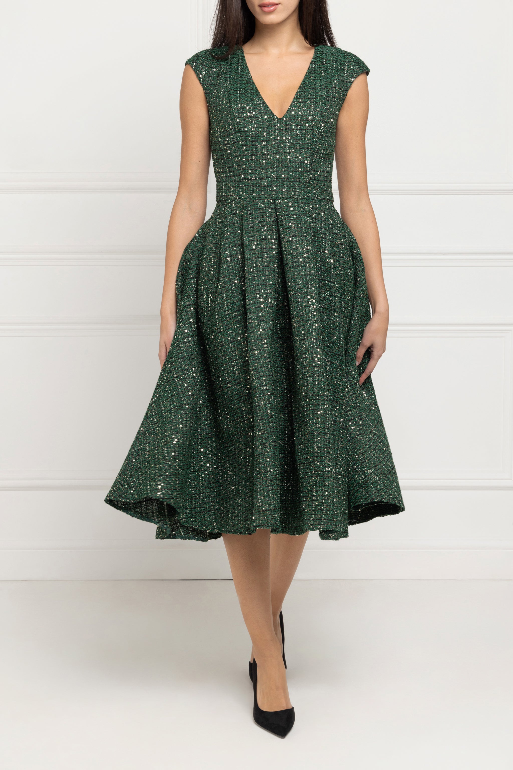Sparkle Tweed Dress (Emerald)