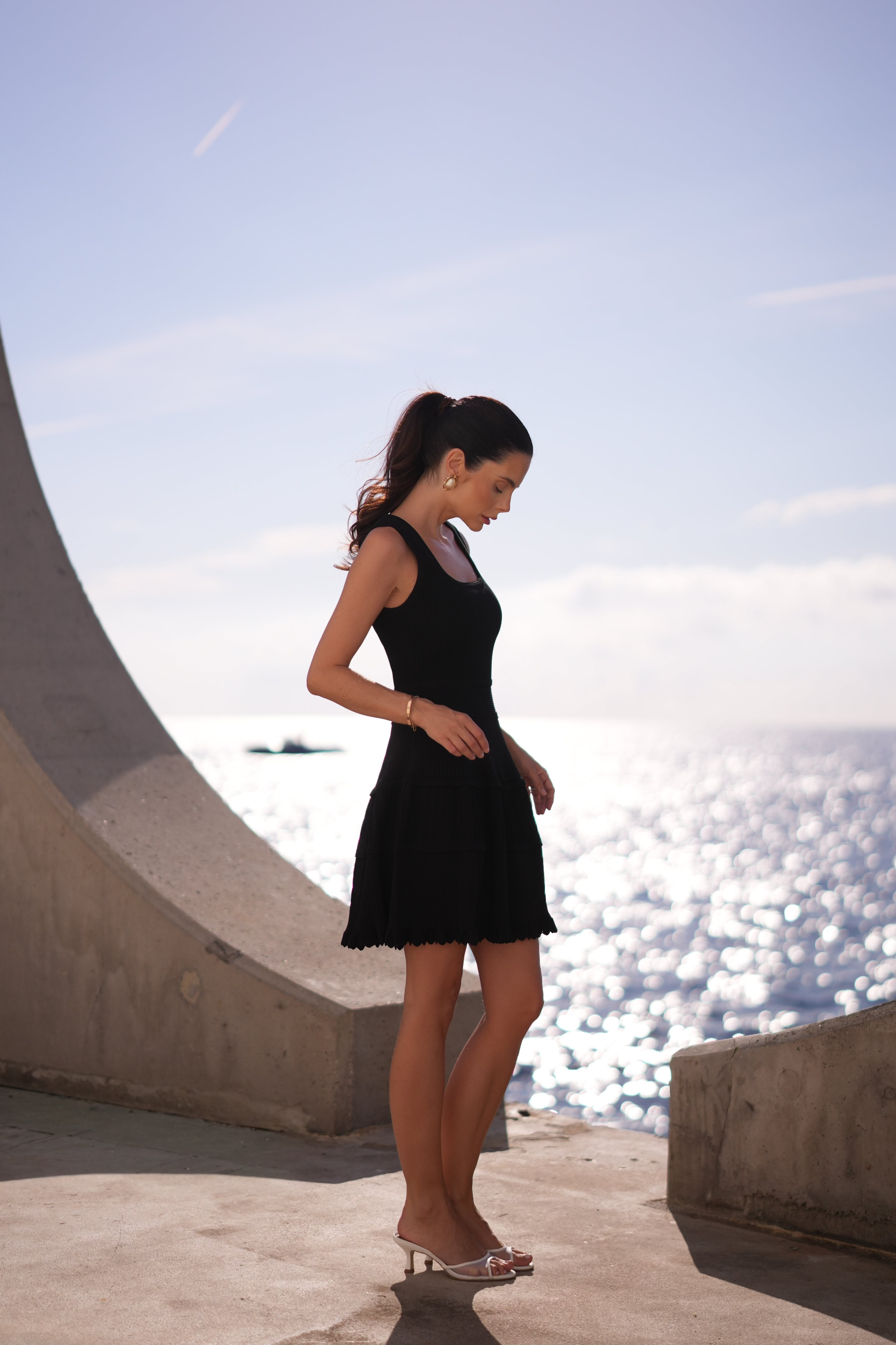 Stretch Knit RaRa Mini Dress (Noir)